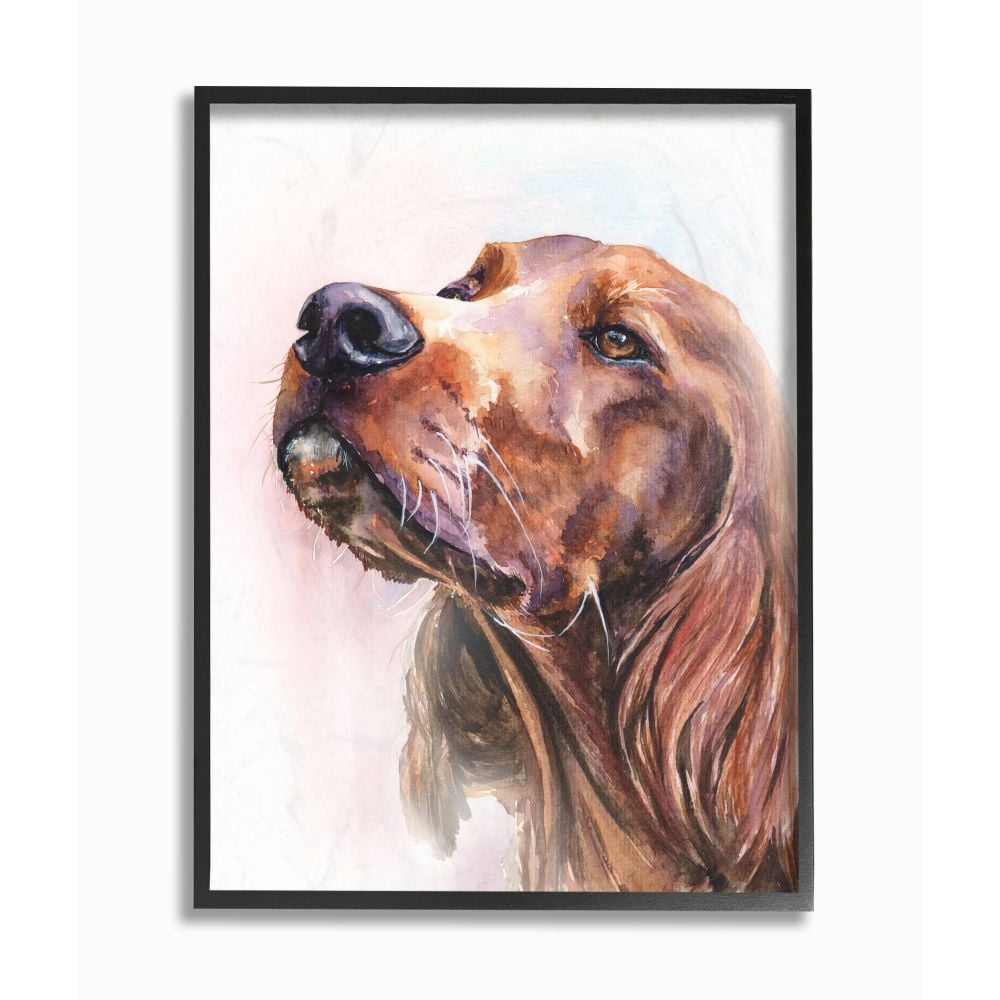 Stupell Industries Irish Setter Dog Pet Animal Watercolor Painting Framed Giclee Texturized Art by George Dyachenko