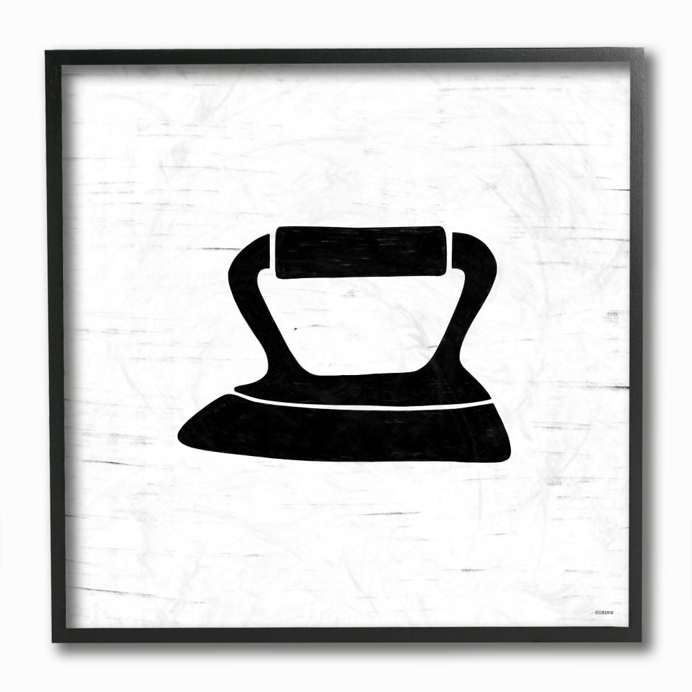 Stupell Industries Iron Laundry Bathroom Black And White Design Framed Giclee Texturized Art by Gigi Louise