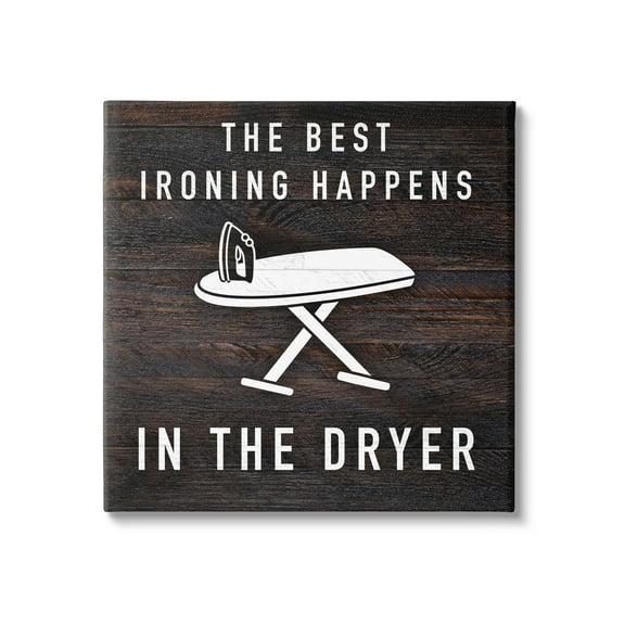 Stupell Industries Ironing Dryer Laundry Quote Text Grain Pattern Canvas Wall Art, 17 x 17, Design by Marcus Prime