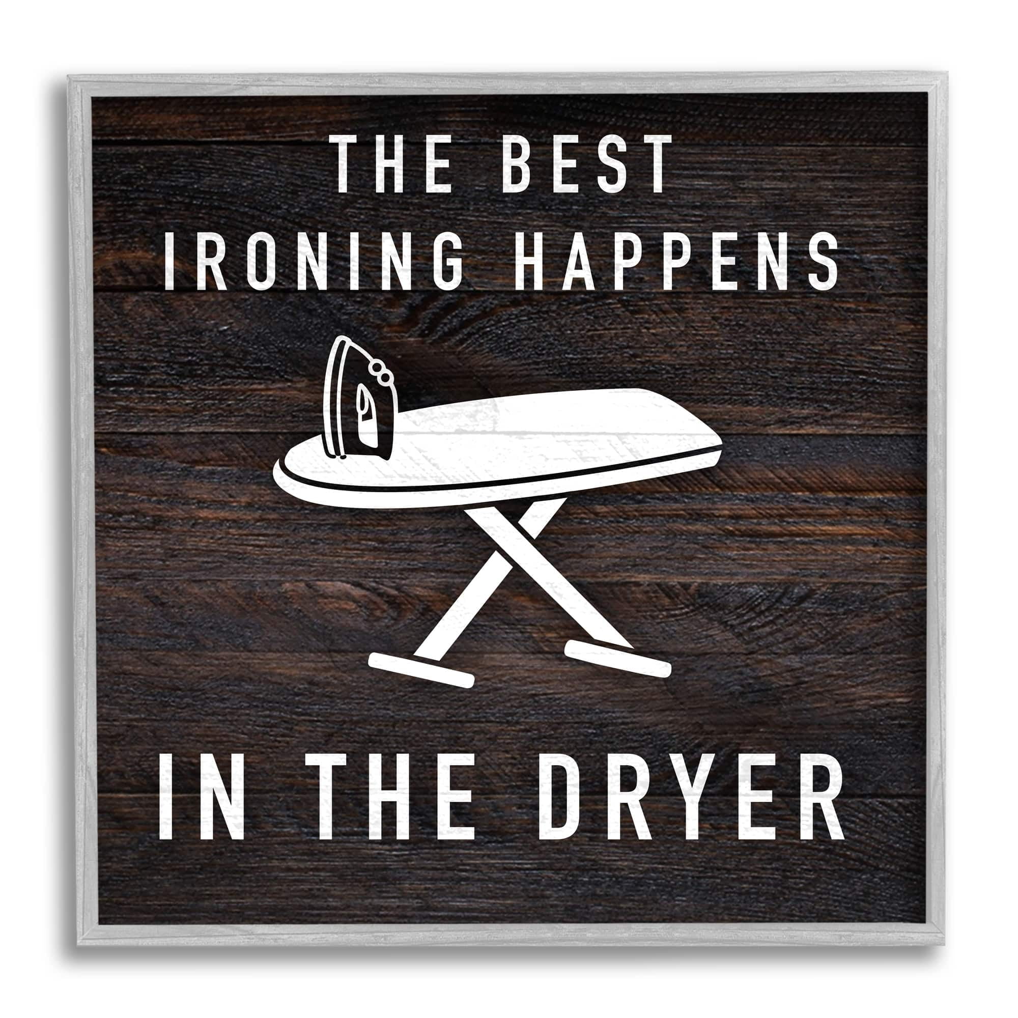 Stupell Industries Ironing Dryer Laundry Quote Text Grain Pattern Framed Wall Art, 17 x 17, Design by Marcus Prime
