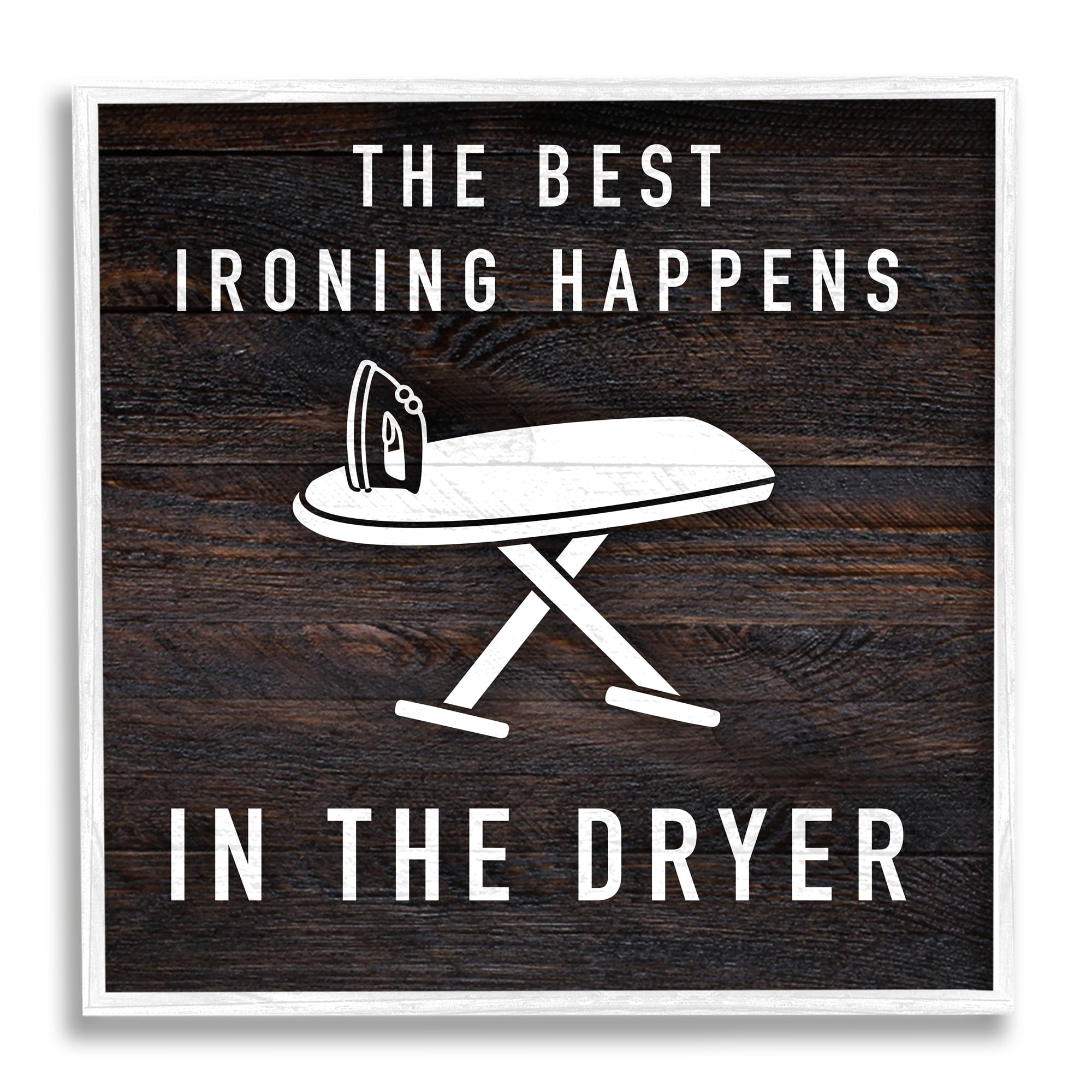 Stupell Industries Ironing Dryer Laundry Quote Text Grain Pattern Framed Wall Art, 24 x 24, Design by Marcus Prime