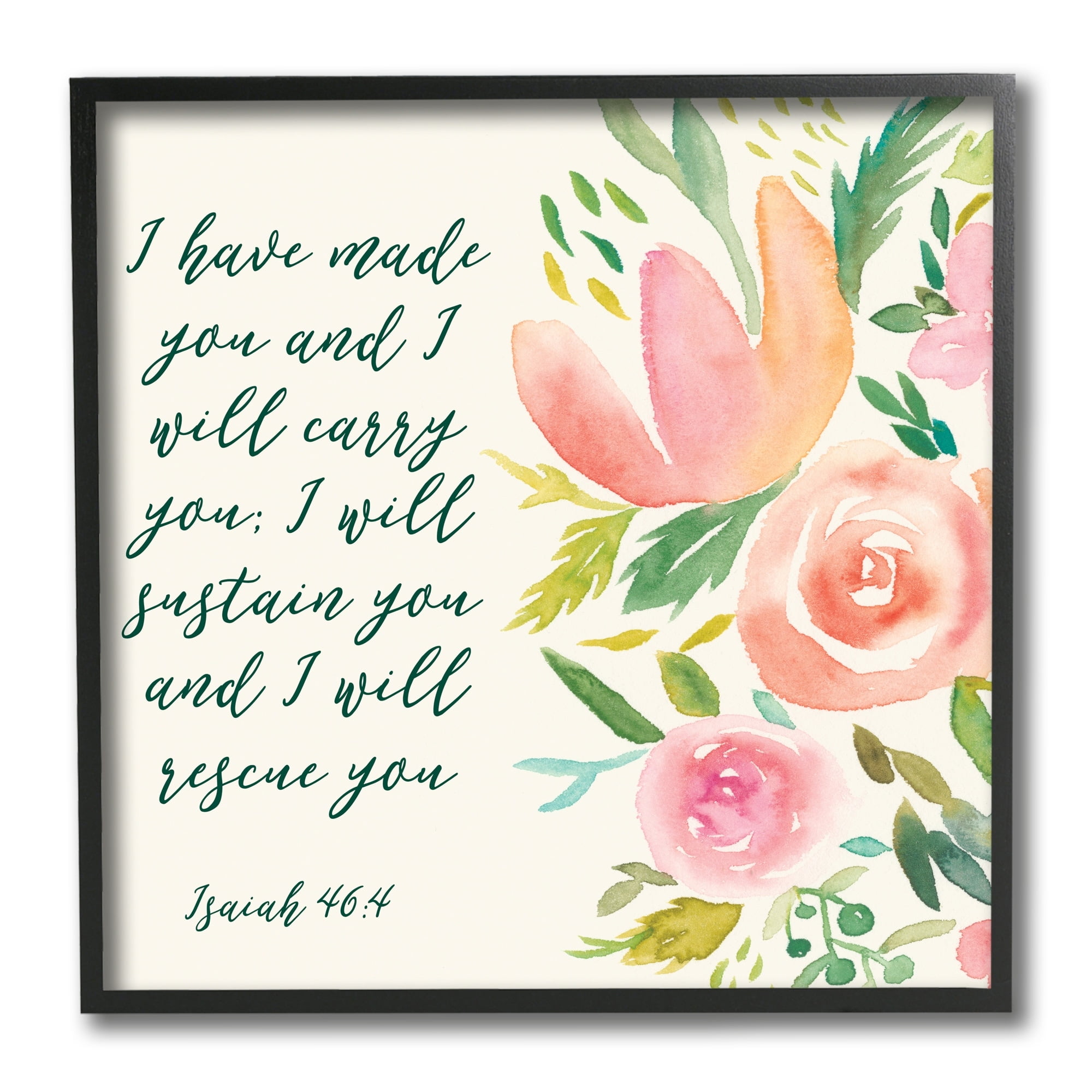 Stupell Industries Isaiah 46:4 Proverbs Watercolor Spring Florals,12 x 12,Designed by Studio W