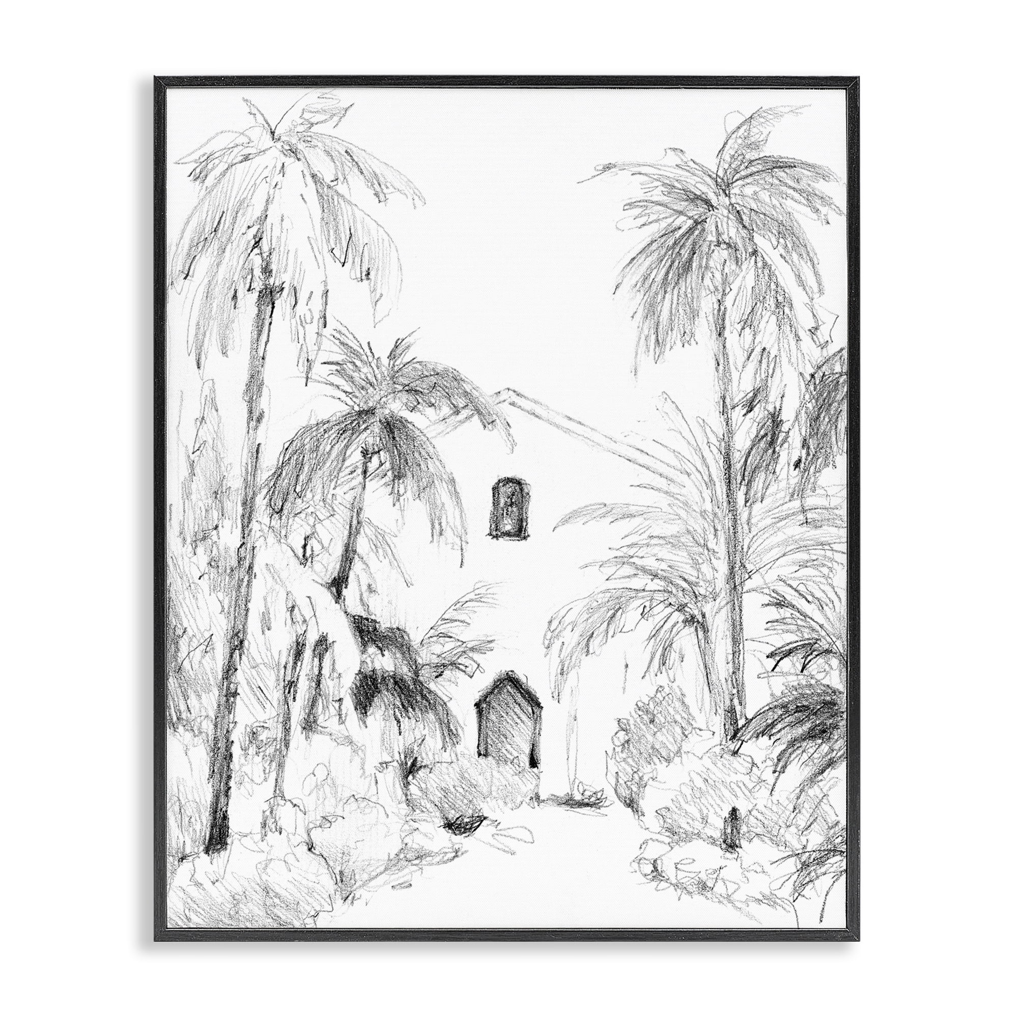 Stupell Industries Island Church Sketch Black Framed Giclee Art, design by Lanie Loreth
