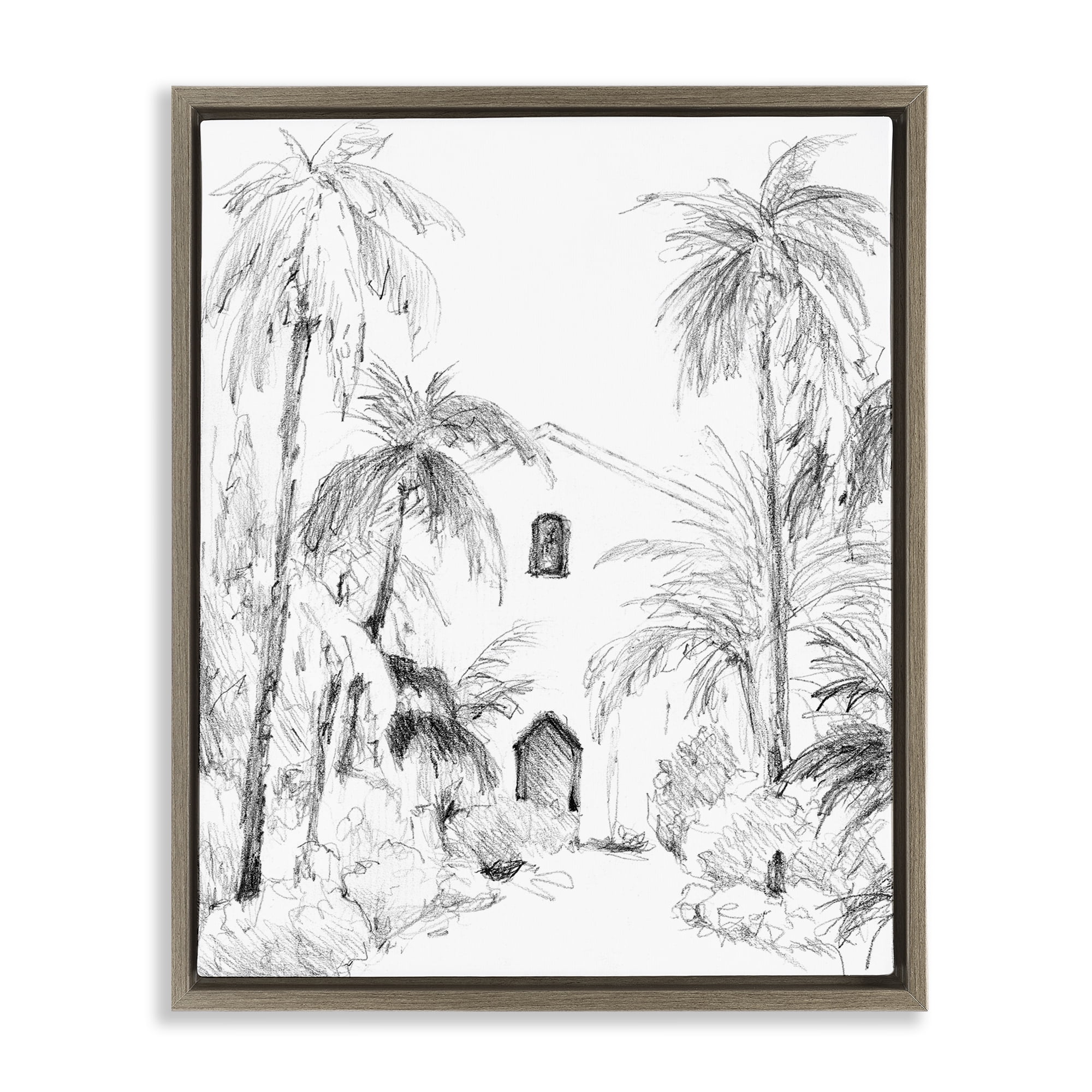 Stupell Industries Island Church Sketch Brown Framed Floater Canvas Wall Art, design by Lanie Loreth