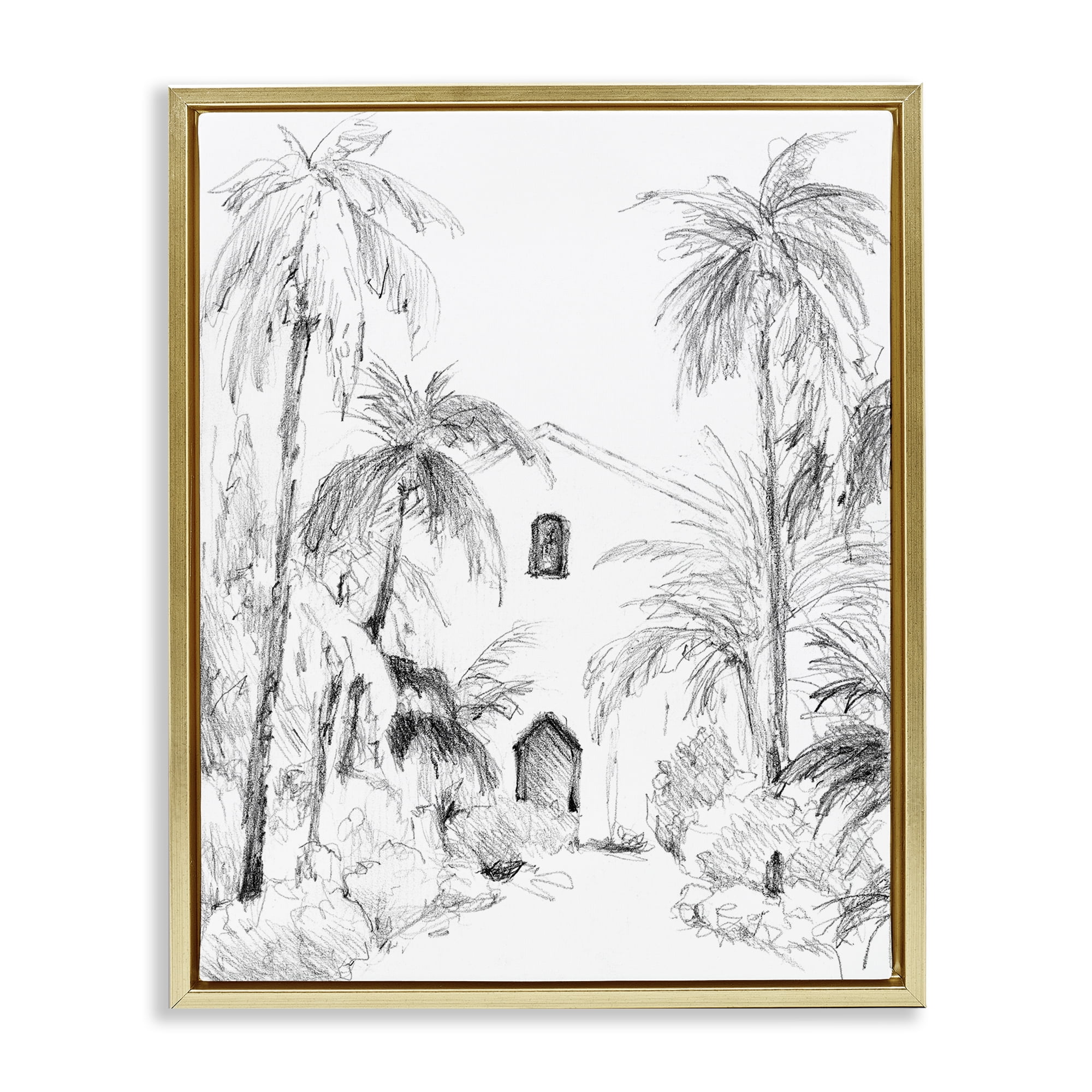 Stupell Industries Island Church Sketch Gold Framed Floater Canvas Wall Art, design by Lanie Loreth