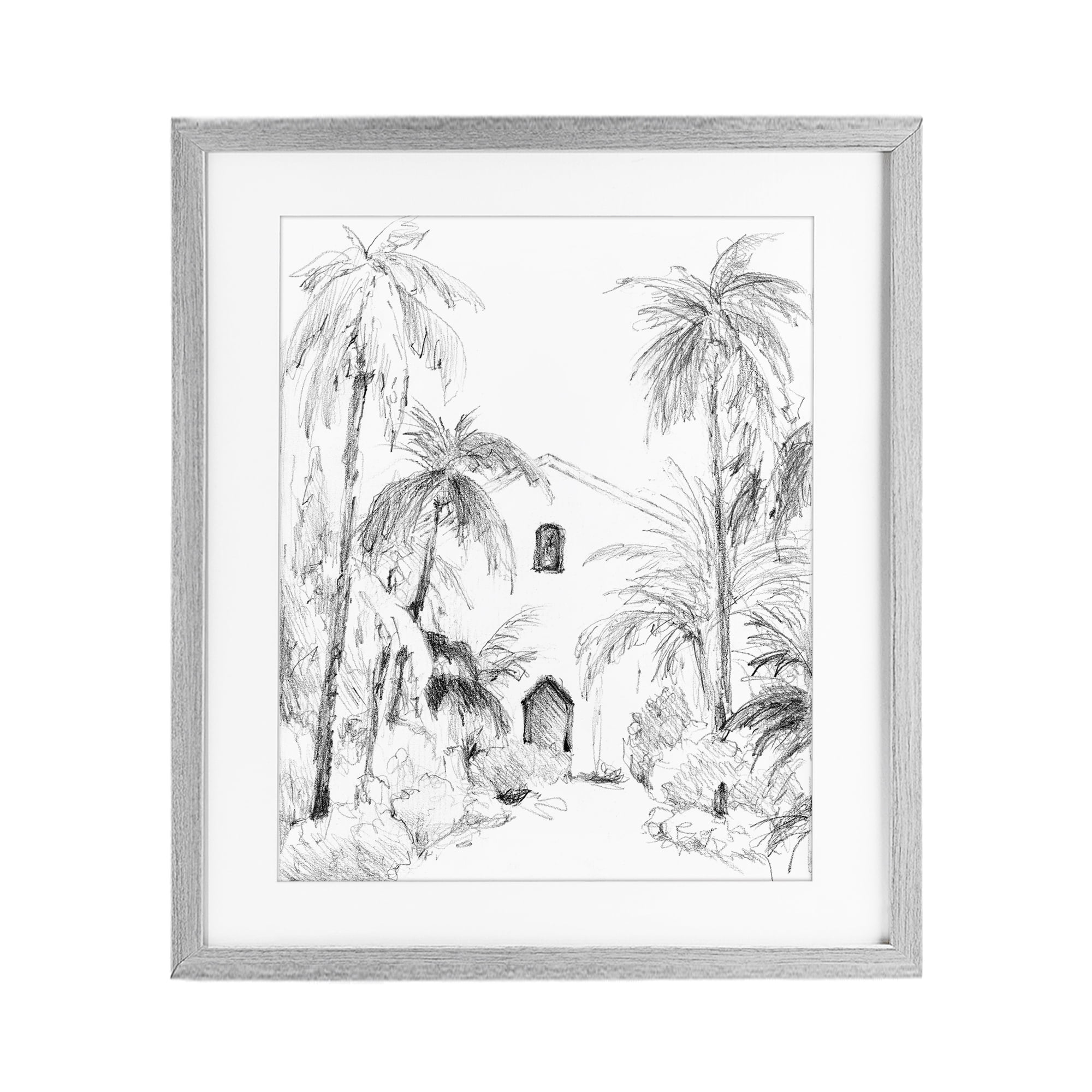 Stupell Industries Island Church Sketch Gray Framed Print Under Glass, design by Lanie Loreth