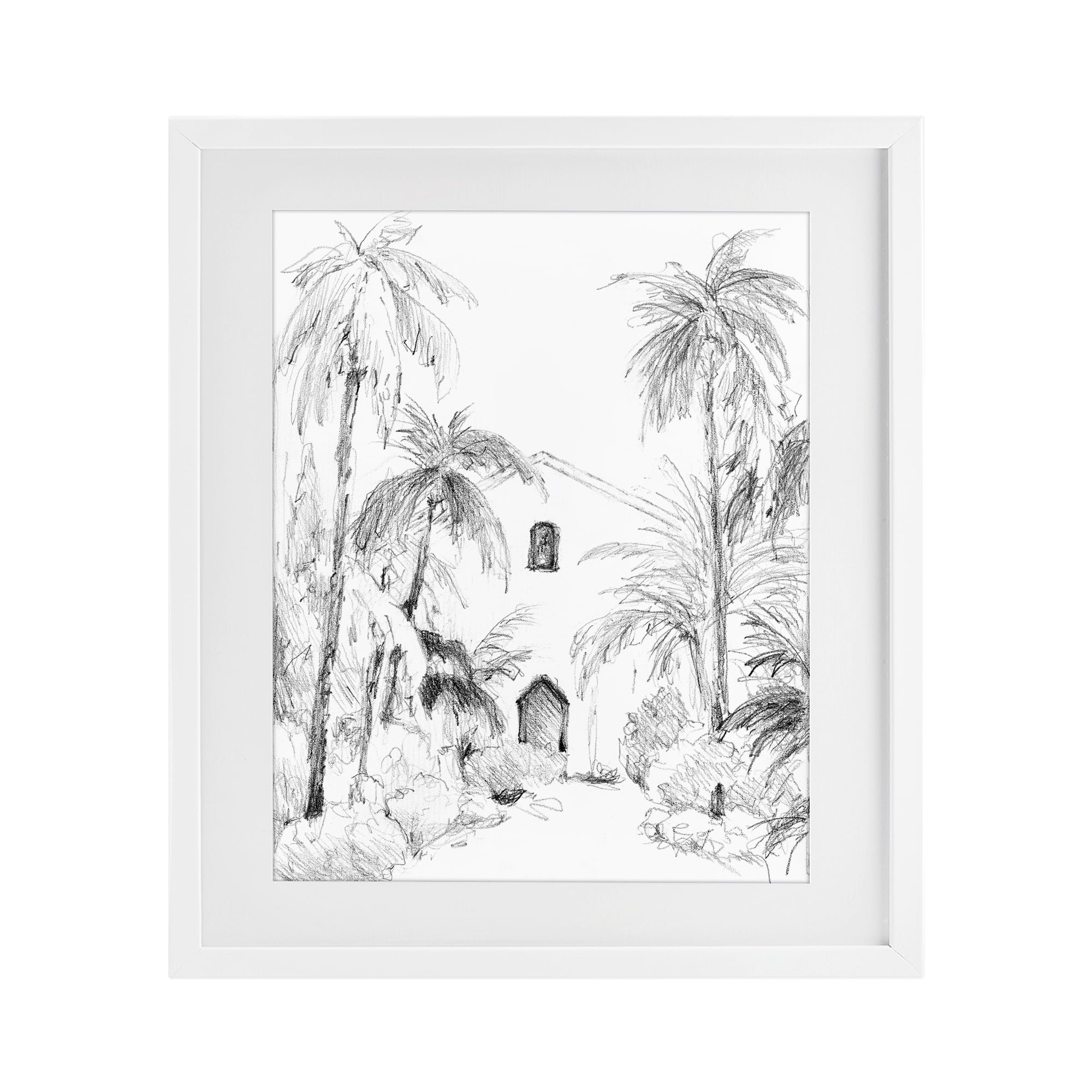 Stupell Industries Island Church Sketch White Framed Print Under Glass, design by Lanie Loreth