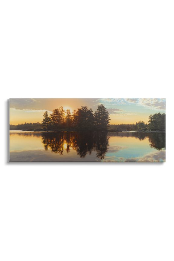Industries Island Lake Landscape Sunset Landscape Photography Gallery Wrapped Canvas Print Wall Art