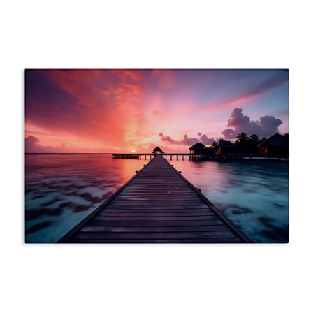 Stupell Industries Island Sunset Over Docks Canvas Wall Art design by LSR Creative Studio, 16 x 24