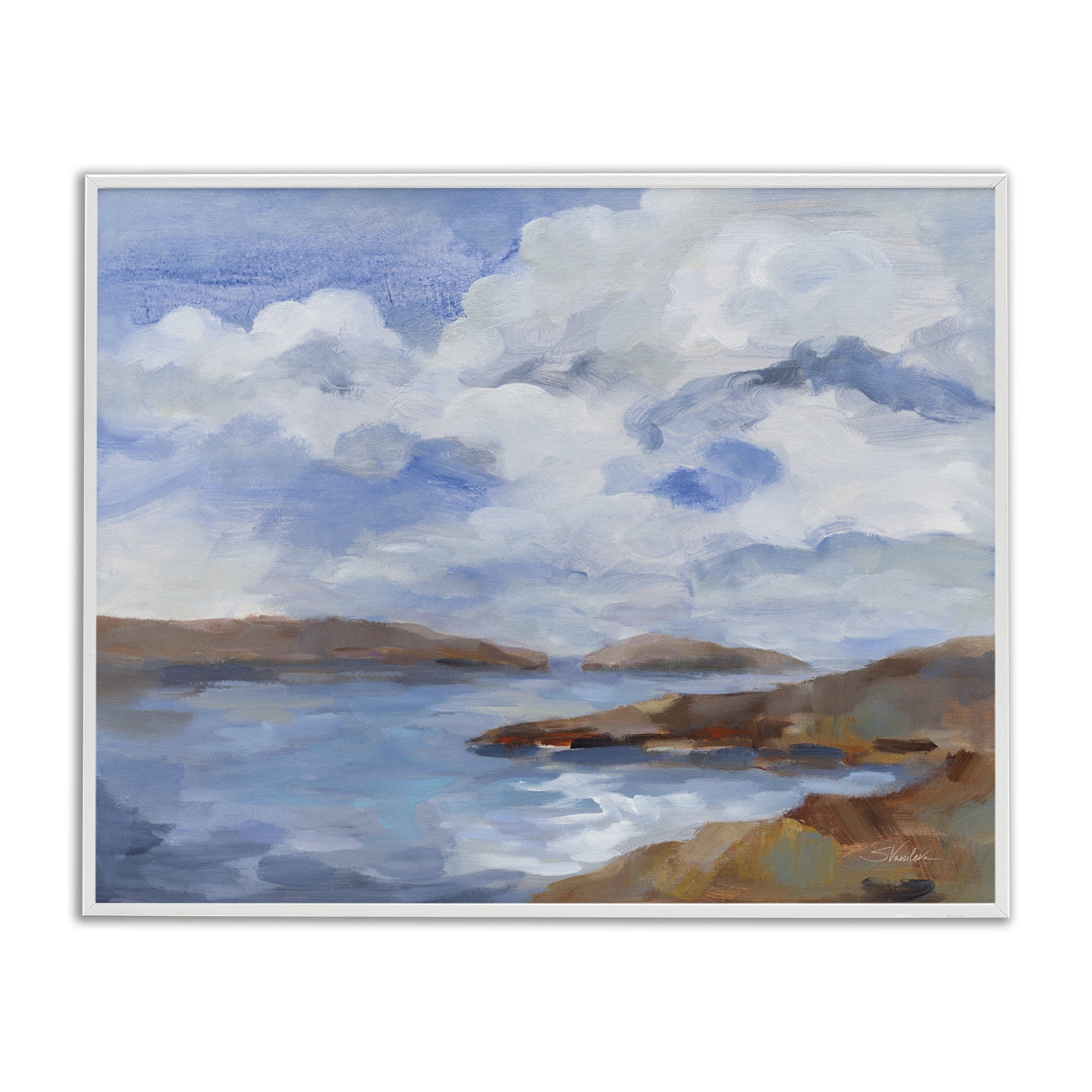 Stupell Industries Islands Beach View Landscape & Nature Painting White Framed Art Print Wall Art, 30 x 24