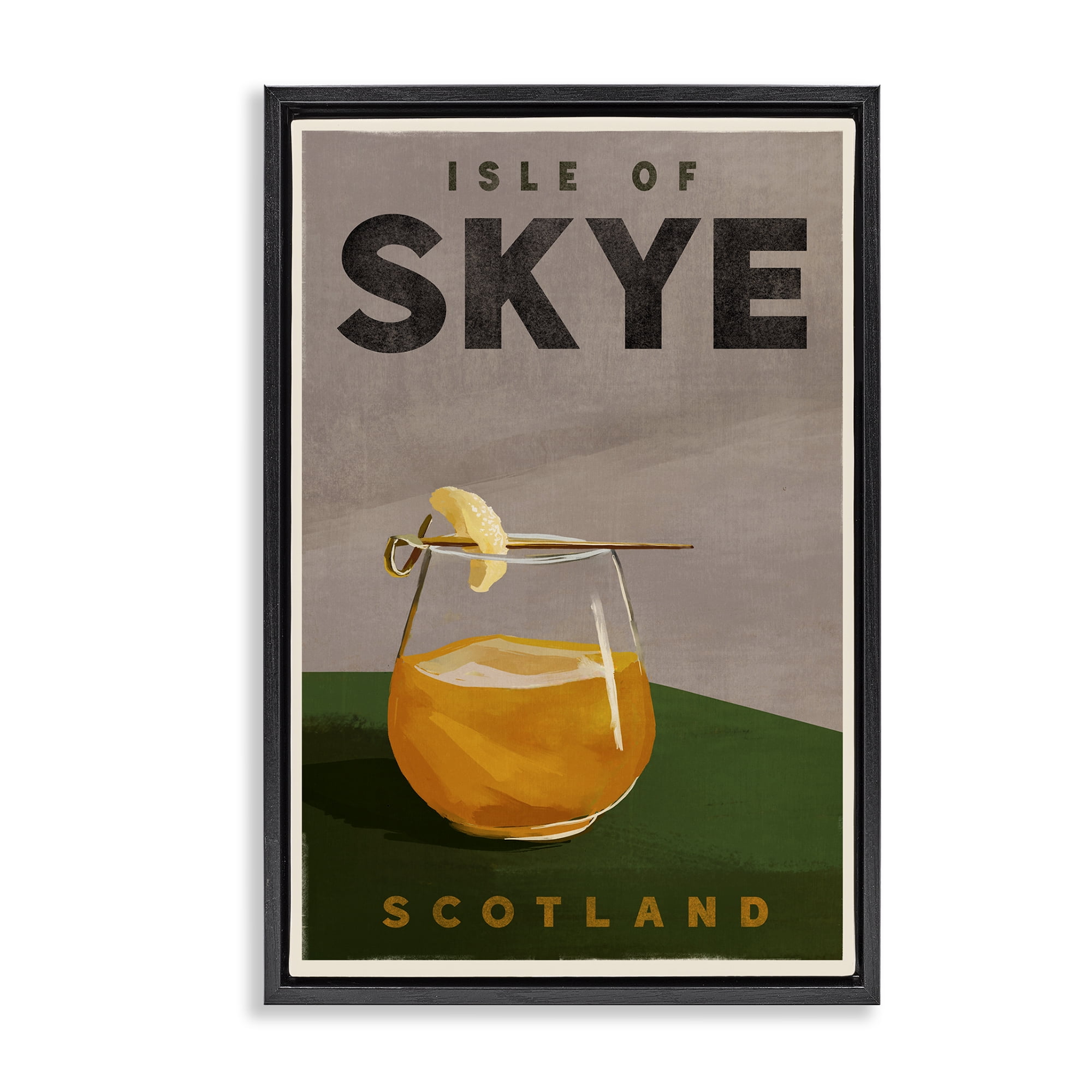Stupell Industries Isle of Skye Cocktail Food & Beverage Painting Black Floater Framed Canvas Art Print Wall Art, 21 x 31