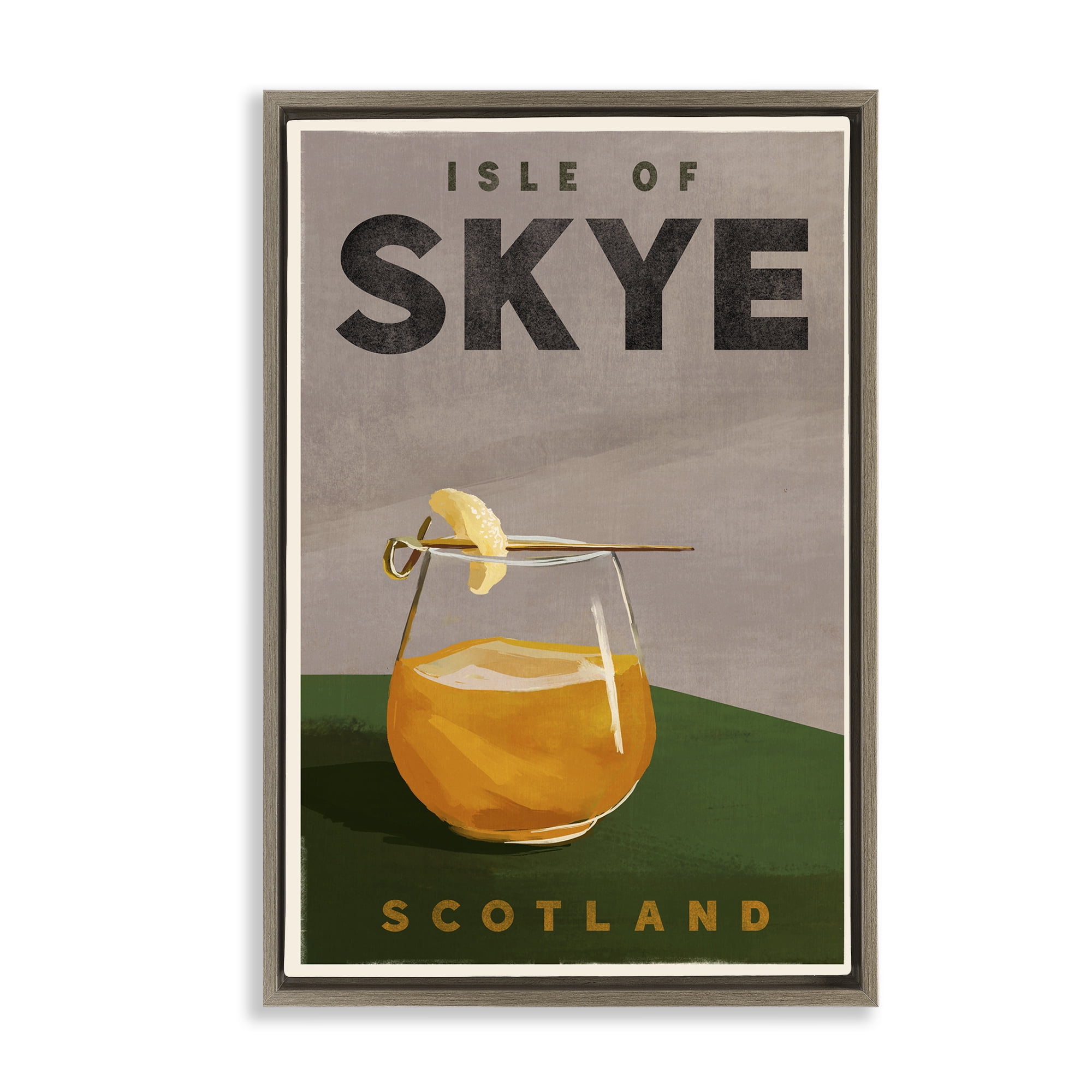 Stupell Industries Isle of Skye Cocktail Food & Beverage Painting Brown Floater Framed Canvas Art Print Wall Art, 21 x 31