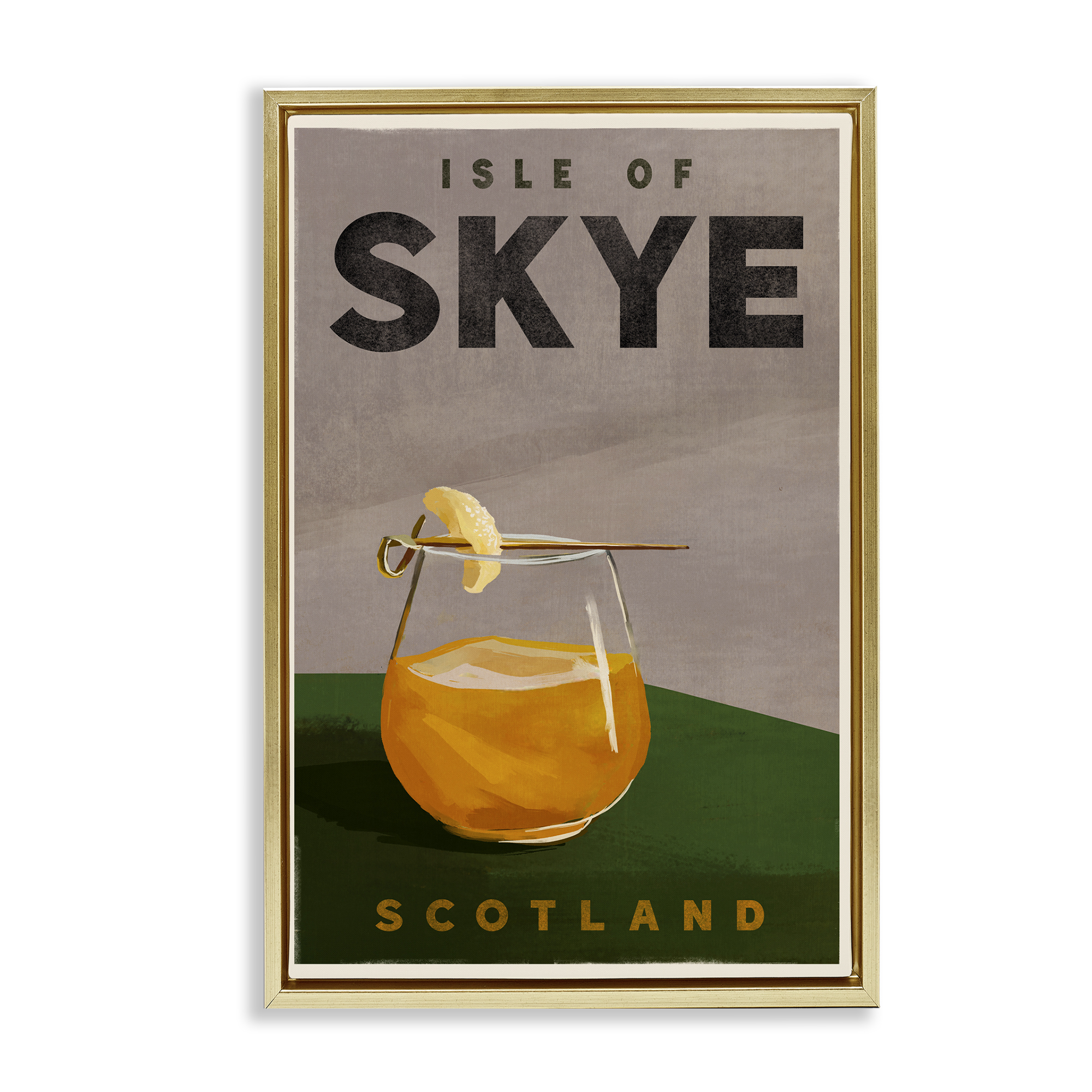 Stupell Industries Isle of Skye Cocktail Food & Beverage Painting Gold Floater Framed Canvas Art Print Wall Art, 21 x 31
