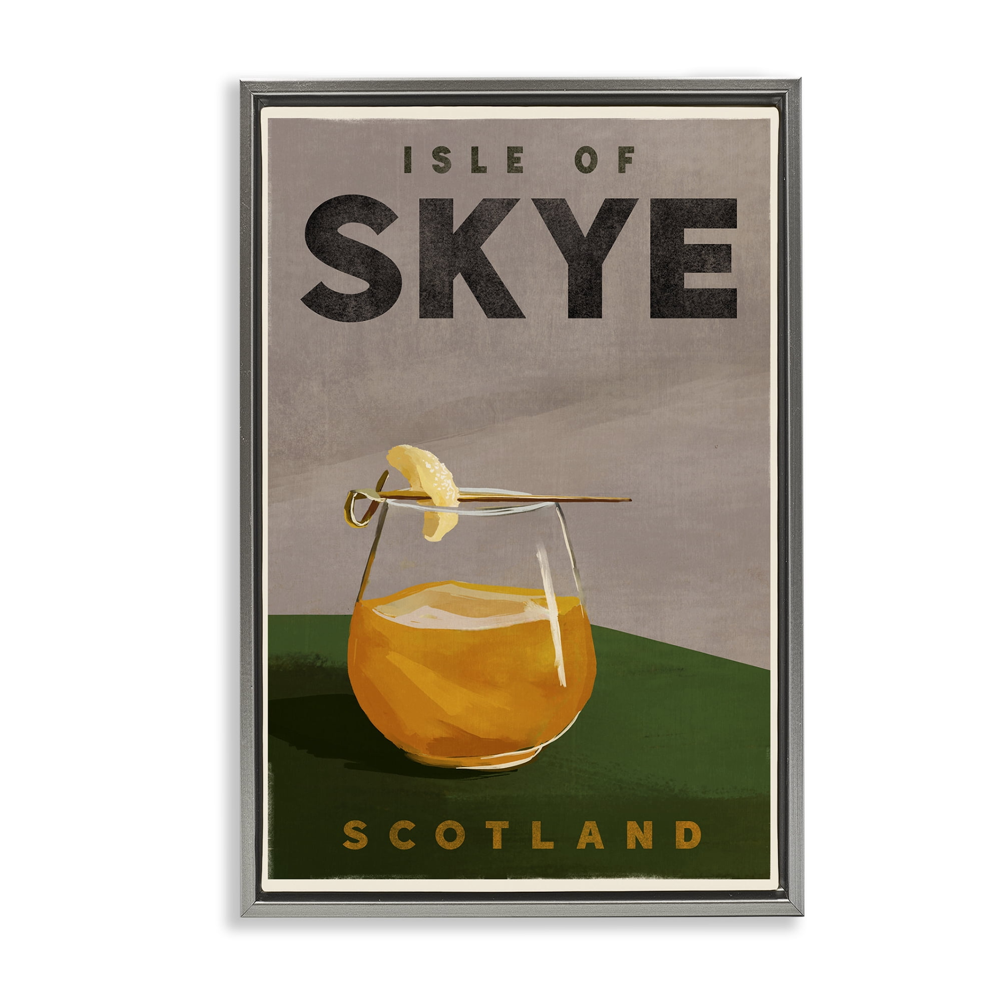 Stupell Industries Isle of Skye Cocktail Food & Beverage Painting Gray Floater Framed Canvas Art Print Wall Art, 21 x 31