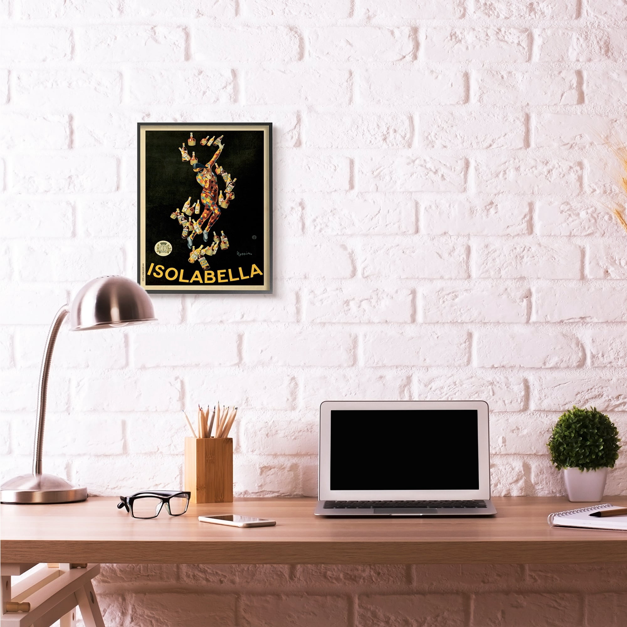 Stupell Industries Isolabella Vintage Poster Drink Design Graphic Art Black Framed Art Print Wall Art, 16x20, by Marcello Dudovich