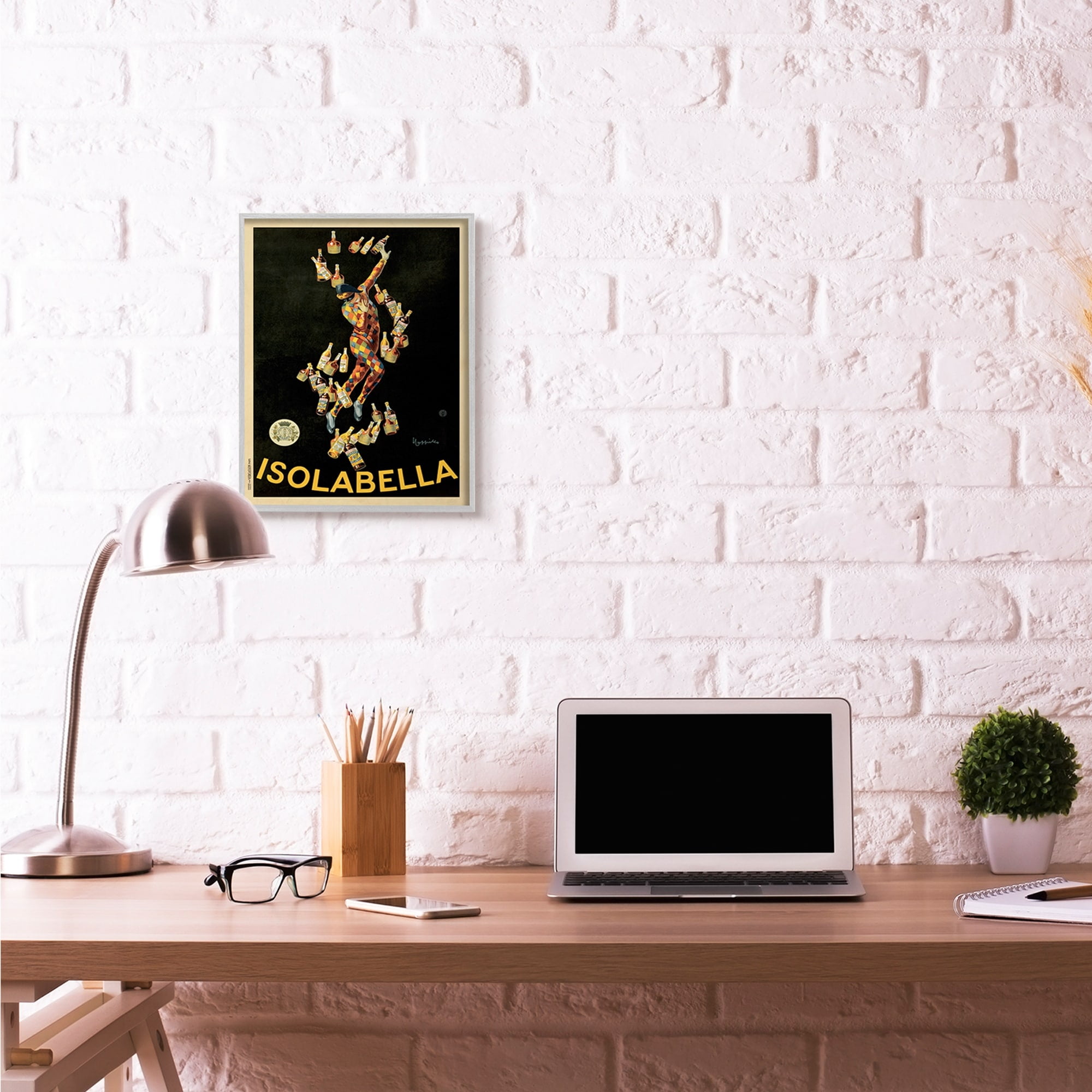 Stupell Industries Isolabella Vintage Poster Drink Design Graphic Art Gray Framed Art Print Wall Art, 16x20, by Marcello Dudovich
