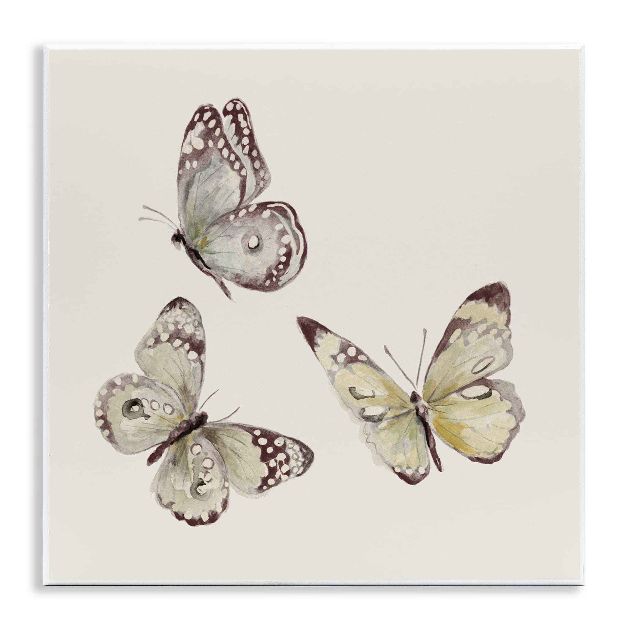 Stupell Industries Isolated Butterflies on Beige Wall Plaque Art, design by Patricia Pinto
