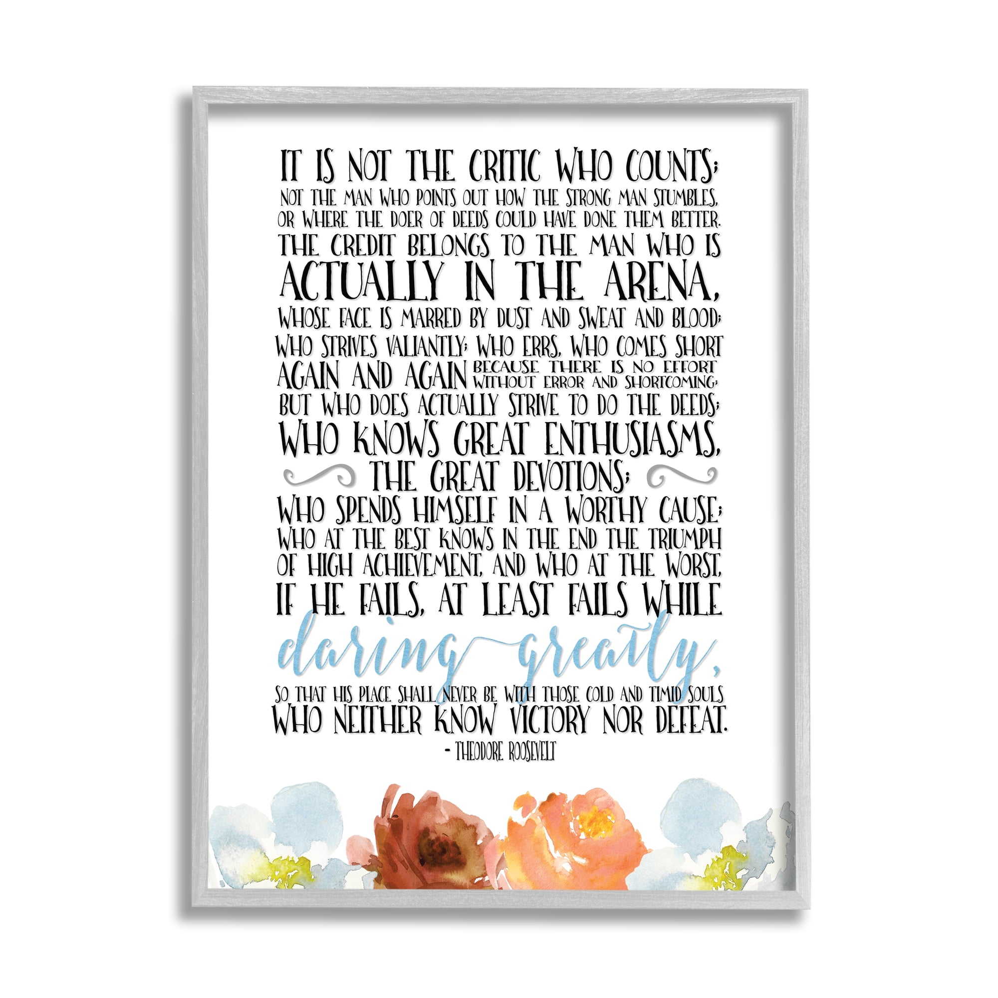 Gray Framed Motivational Canvas Quote Print, 24x30