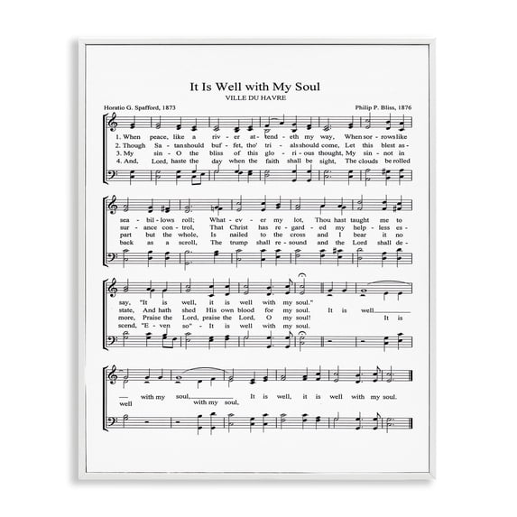 Stupell Industries It is Well With My Soul Vintage Sheet Music, 16 x 20,Design by Lettered and Lined