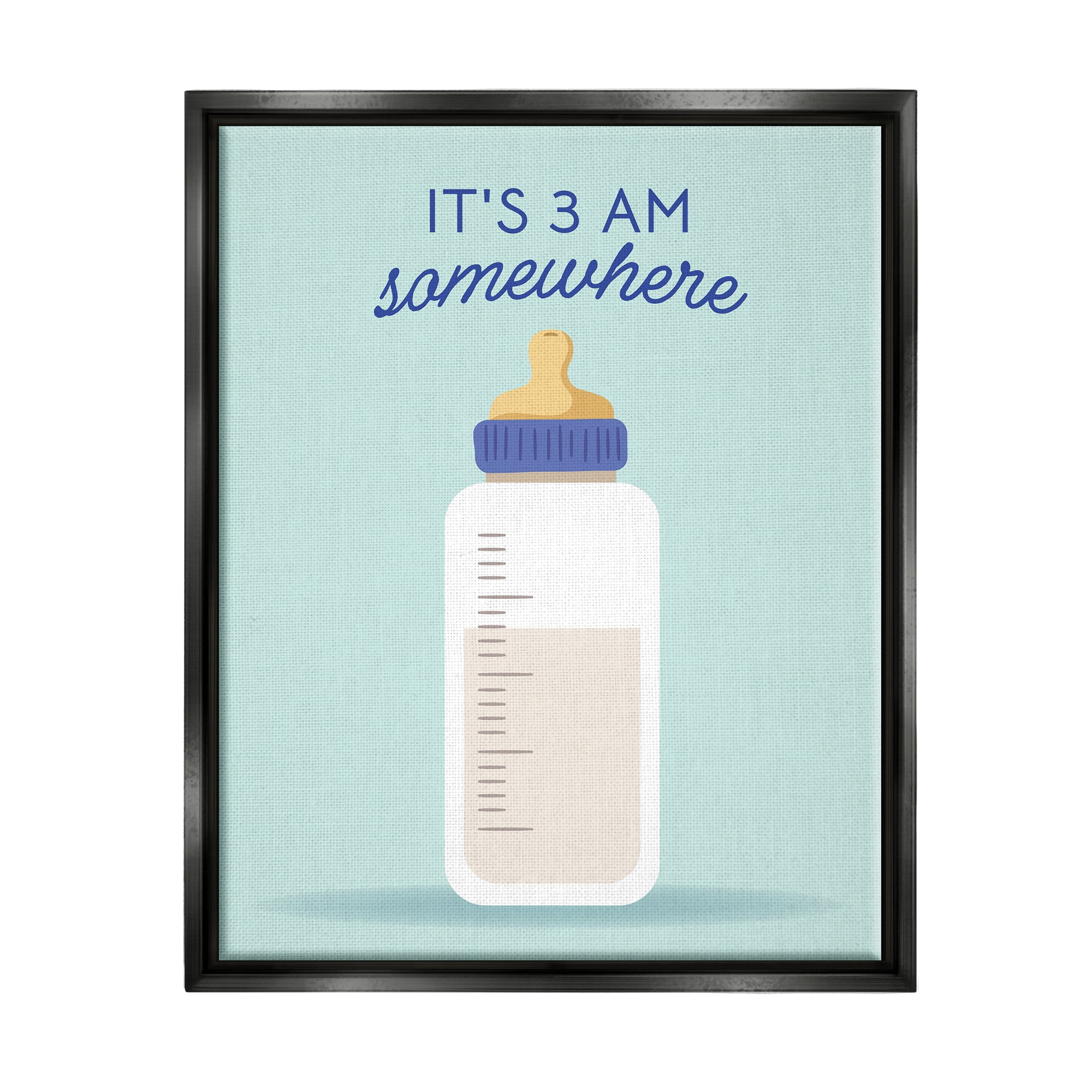 Stupell Industries It's 3am Somewhere Phrase Inspirational Painting Black Floater Framed Art Print Wall Art, 25 x 31