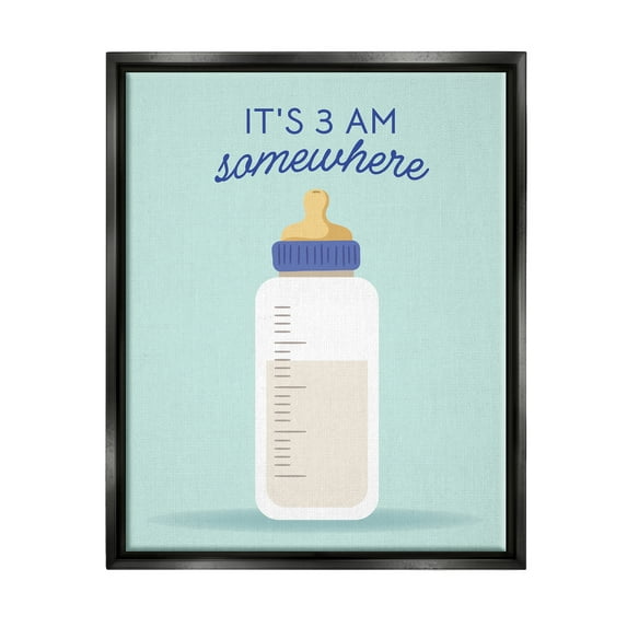 Stupell Industries It's 3am Somewhere Phrase Inspirational Painting Black Floater Framed Art Print Wall Art, 25 x 31