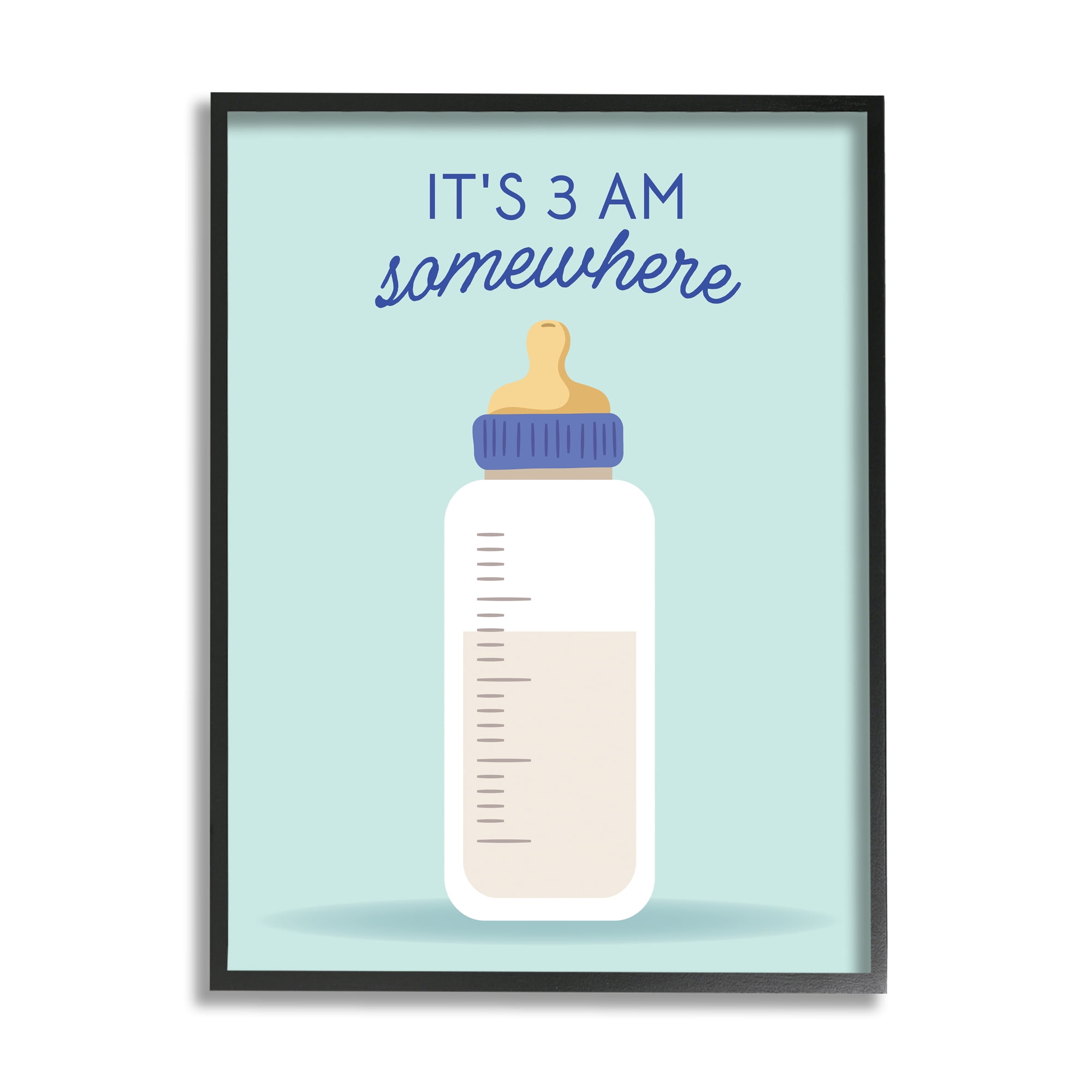 Stupell Industries It's 3am Somewhere Phrase Inspirational Painting Black Framed Art Print Wall Art, 16 x 20