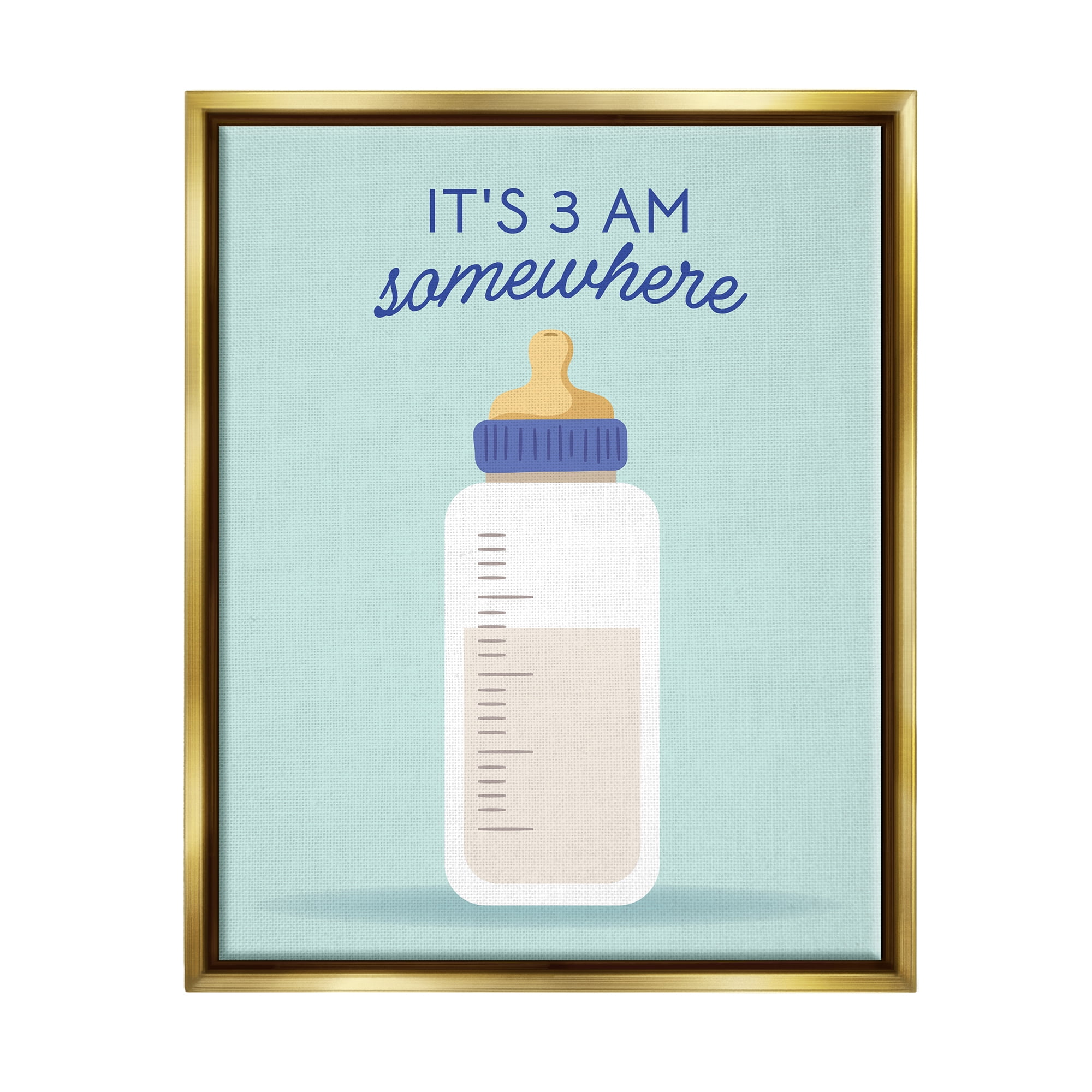 Stupell Industries It's 3am Somewhere Phrase Inspirational Painting Gold Floater Framed Art Print Wall Art, 25 x 31