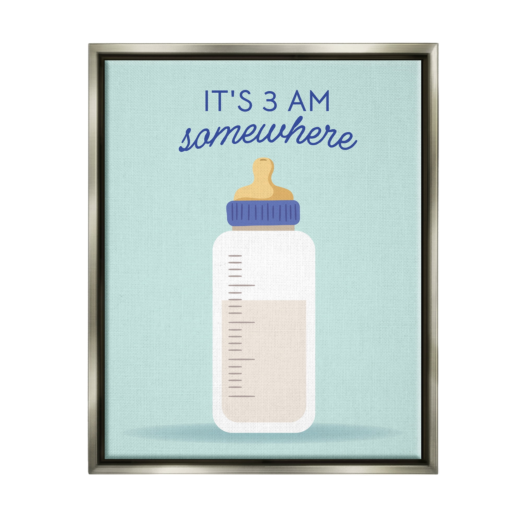 Stupell Industries It's 3am Somewhere Phrase Inspirational Painting Gray Floater Framed Art Print Wall Art, 25 x 31