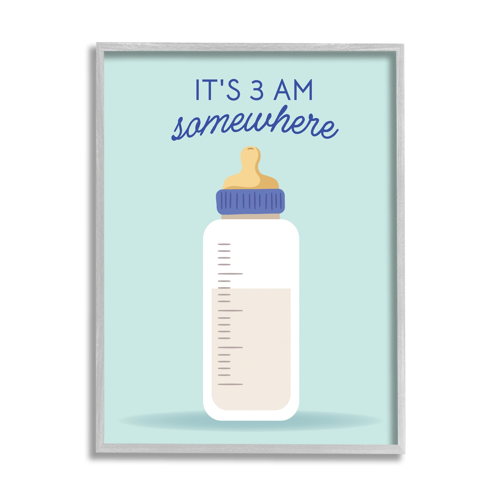 Stupell Industries It's 3am Somewhere Phrase Inspirational Painting Gray Framed Art Print Wall Art, 24 x 30
