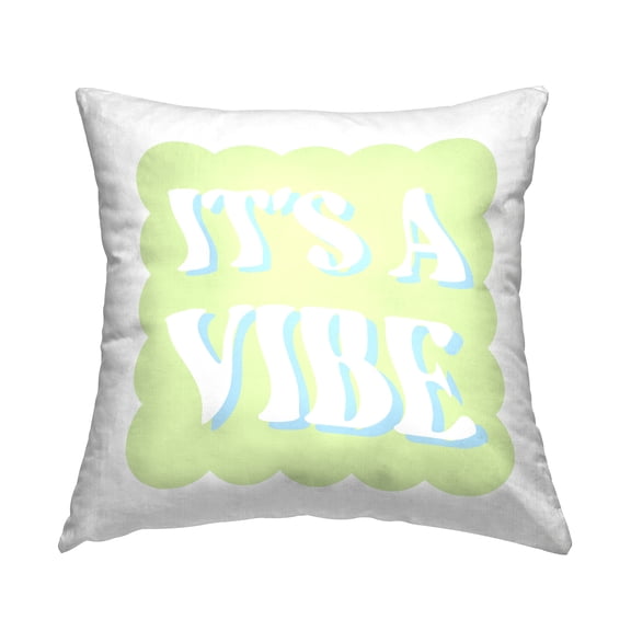 Stupell Industries It's A Vibe Green Retro Wavy Phrase Typography Design by Daphne Polselli Throw Pillow