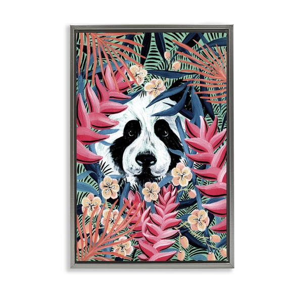 Stupell Industries It's A Wild Life Panda Gray Framed Floater Canvas Wall Art design by Yvette St. Amant, 25 x 17