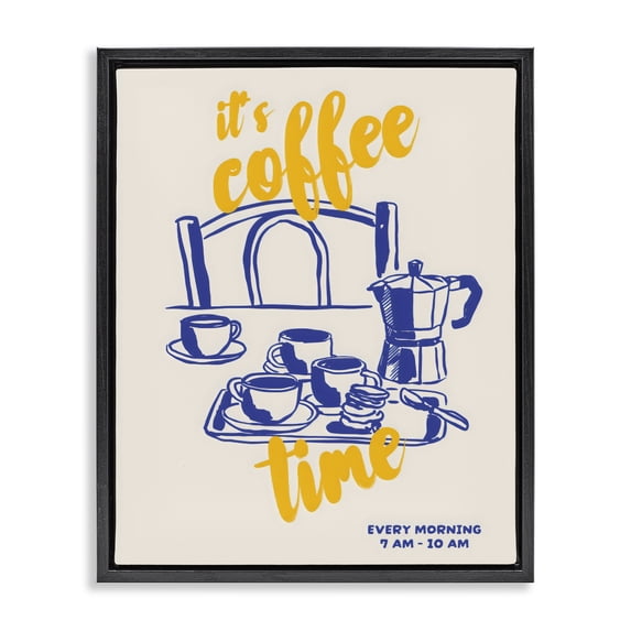Stupell Industries Contemporary It's Coffee Time Breakfast Ritual Black Floating Frame Canvas Art, 17 x 21, by The Prints Vibe