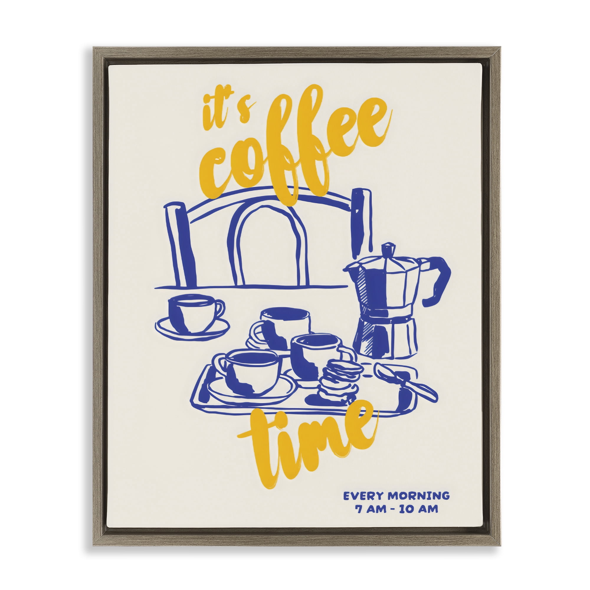 Stupell Industries It's Coffee Time Breakfast Ritual Brown Framed Floater Canvas Wall Art, design by The Prints Vibe