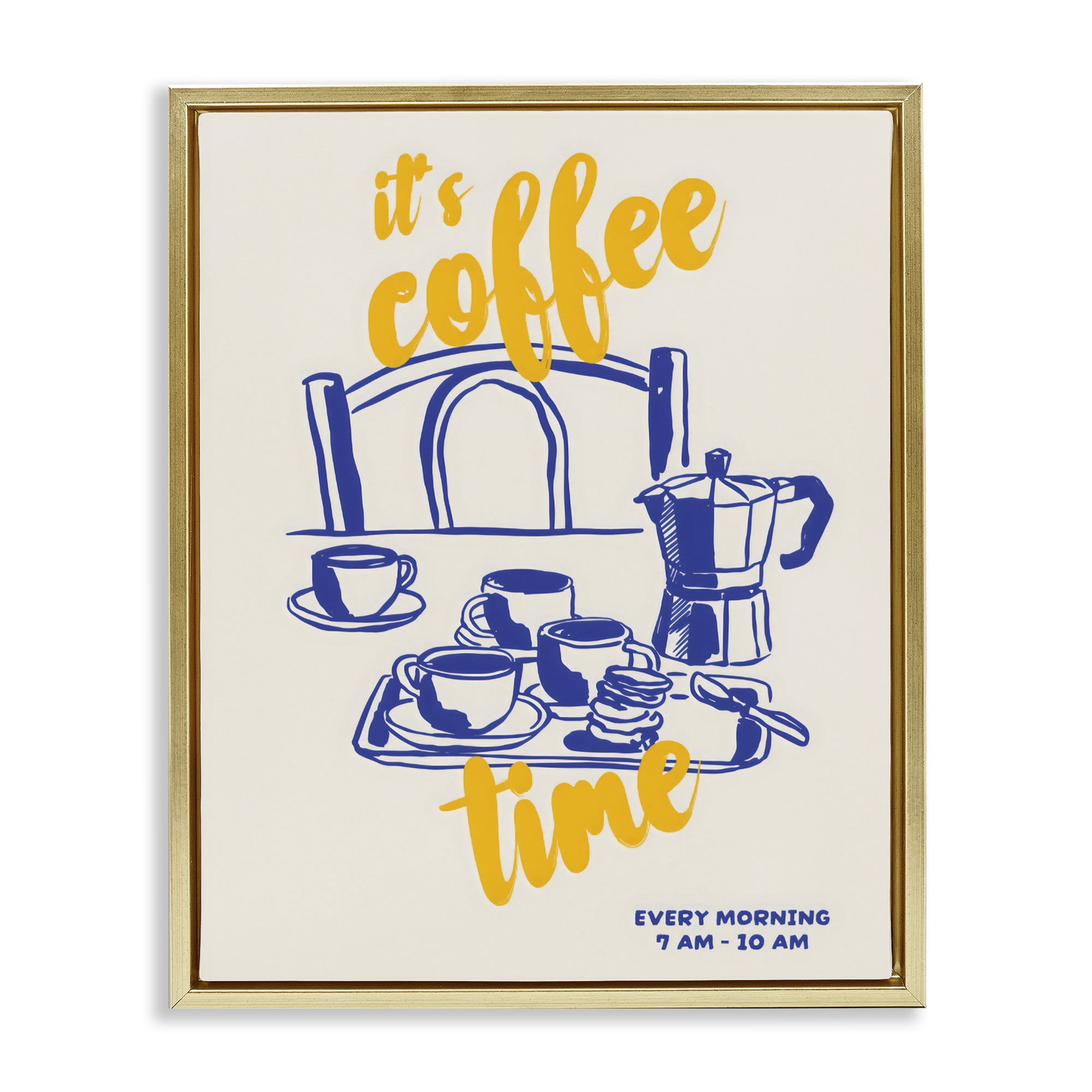 Stupell Industries It's Coffee Time Breakfast Ritual Gold Framed Floater Canvas Wall Art, design by The Prints Vibe