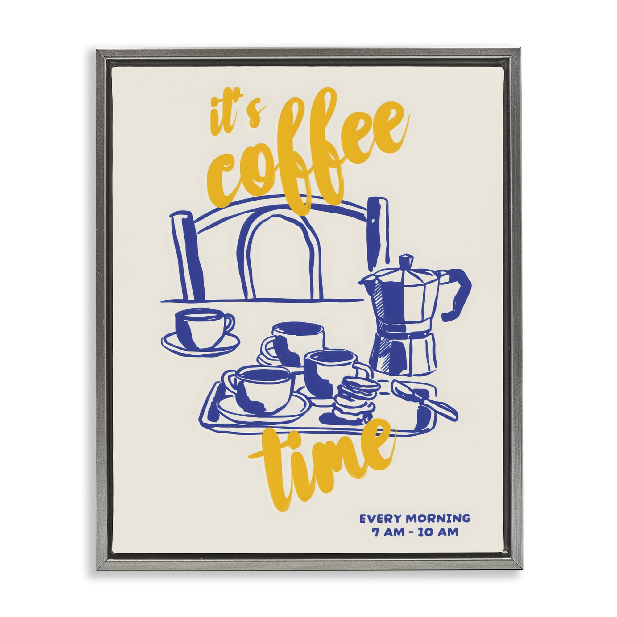 Stupell Industries It's Coffee Time Breakfast Ritual Gray Framed Floater Canvas Wall Art, design by The Prints Vibe