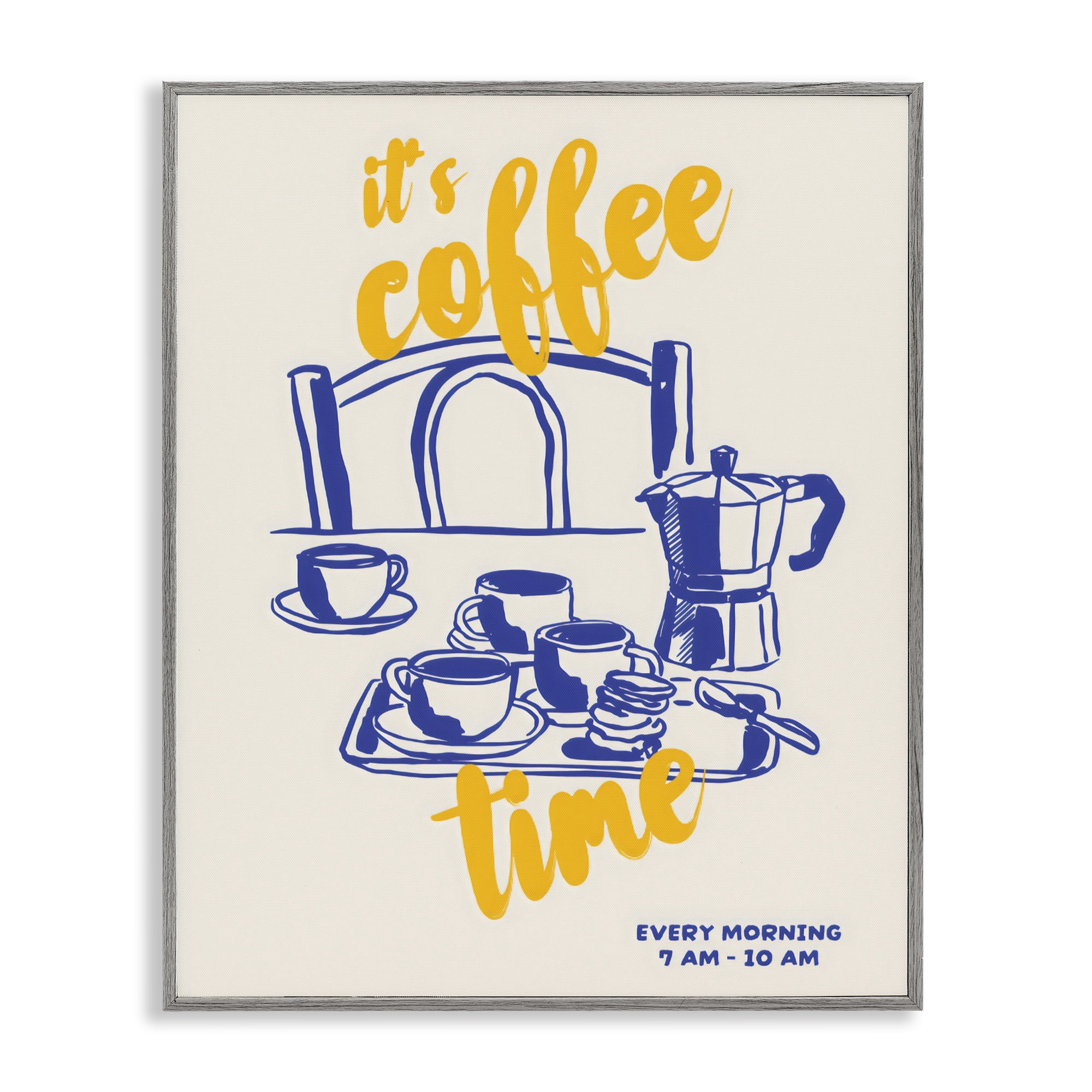 Stupell Industries It's Coffee Time Breakfast Ritual Gray Framed Giclee Art, design by The Prints Vibe
