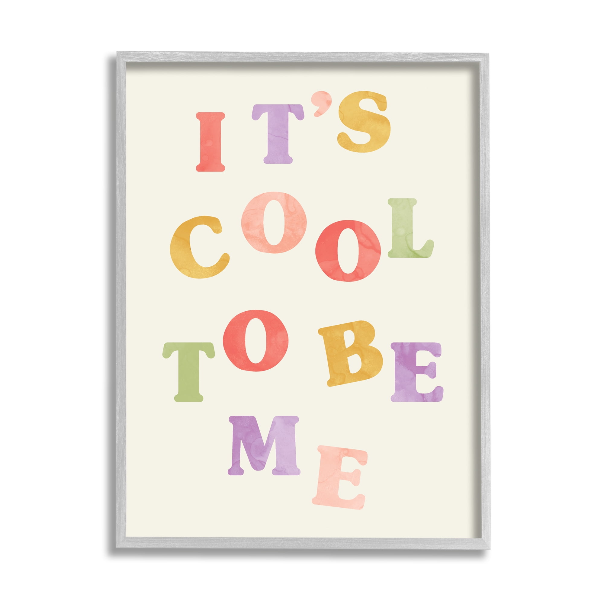 Stupell Industries It's Cool to Be Me Retro Inspirational Phrase Inspirational Painting Gray Framed Art Print Wall Art, 16 x 20