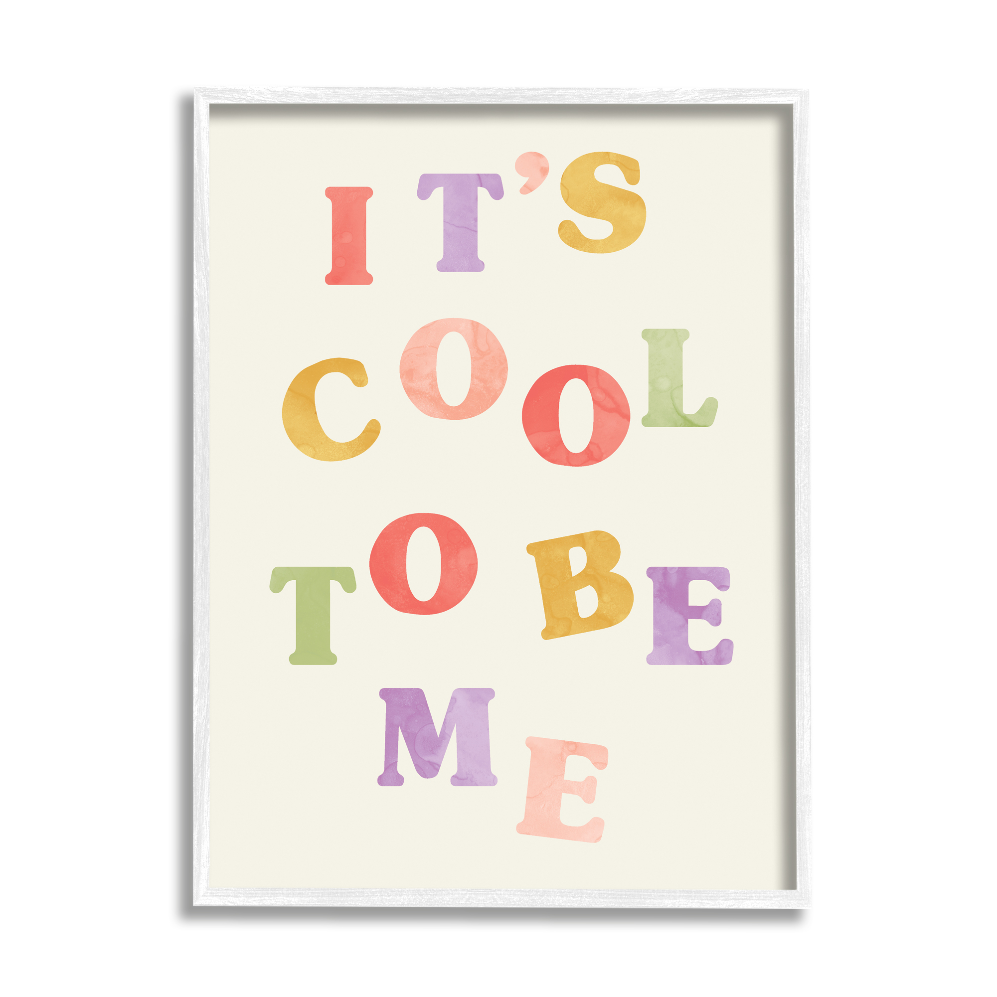 Stupell Industries It's Cool to Be Me Retro Inspirational Phrase Inspirational Painting White Framed Art Print Wall Art, 24 x 30