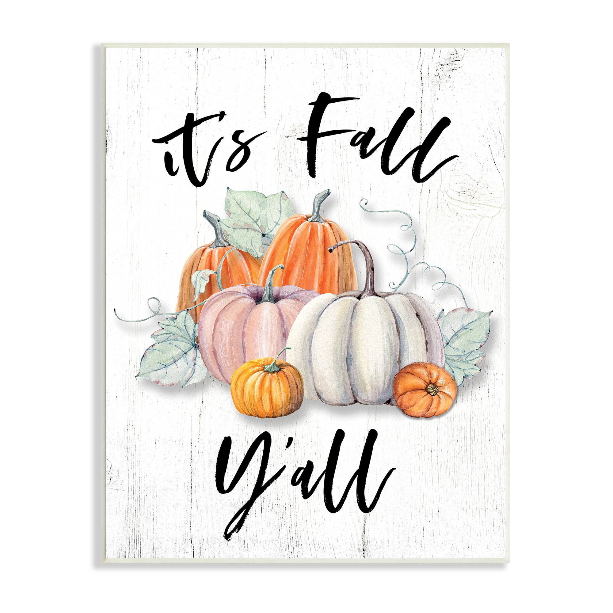 Stupell Industries It's Fall Y'all Seasonal Excitement Muted Harvest Pumpkins, 10 x 15, Designed by Valerie Wieners