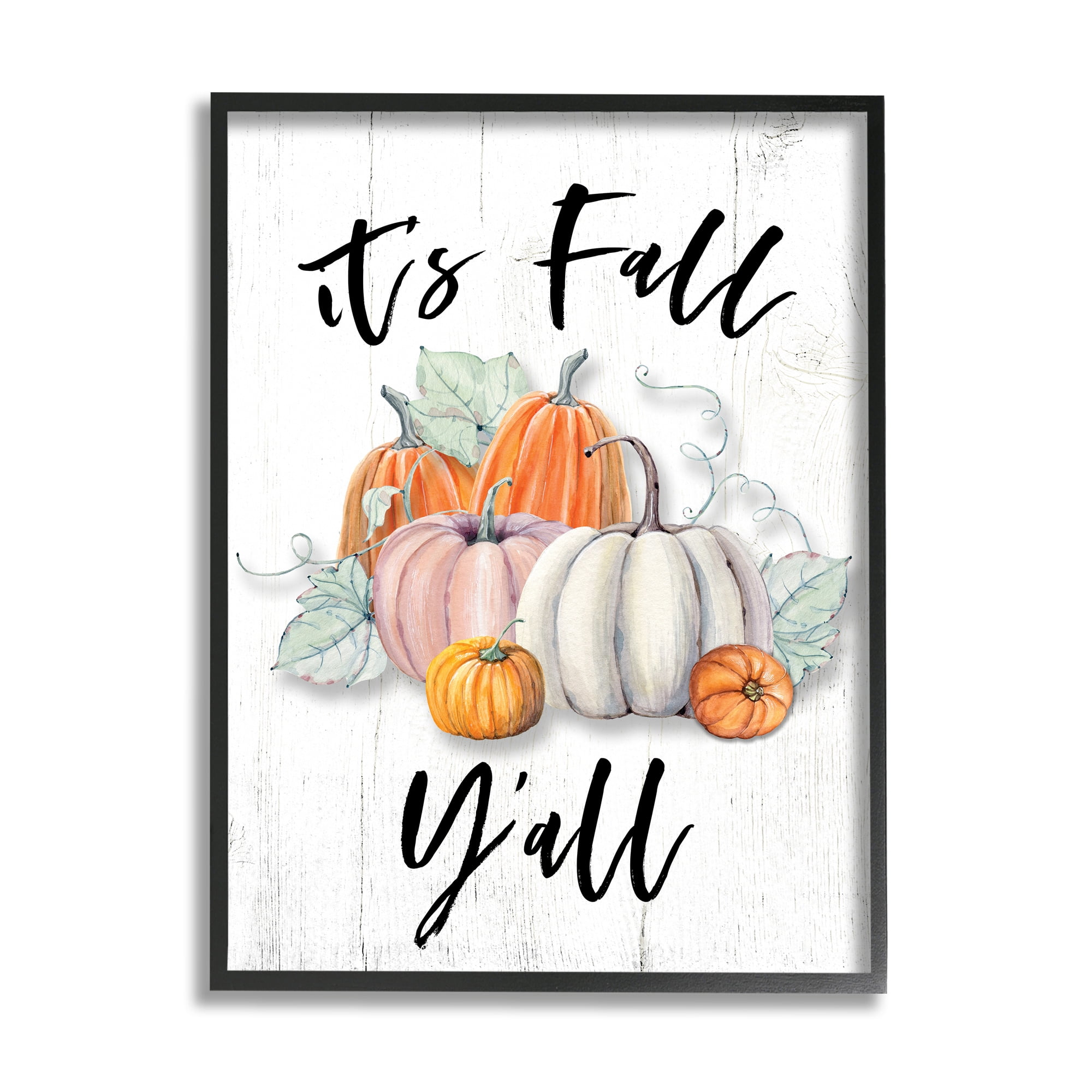 Stupell Industries It's Fall Y'all Seasonal Excitement Muted Harvest Pumpkins, 16 x 20, Designed by Valerie Wieners