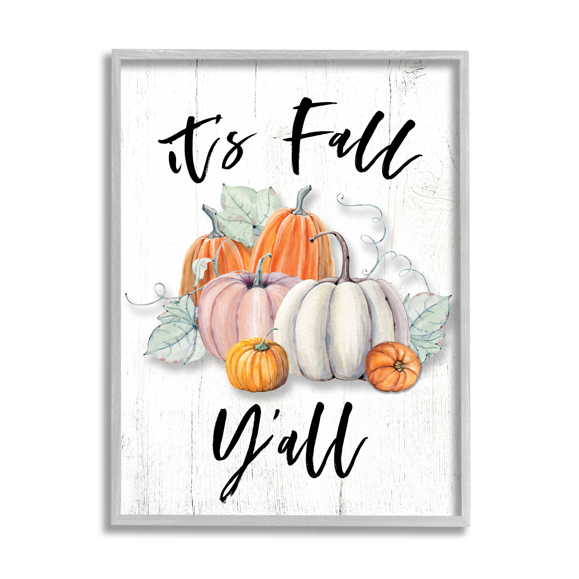 Stupell Industries It's Fall Y'all Seasonal Excitement Muted Harvest Pumpkins, 16 x 20, Designed by Valerie Wieners