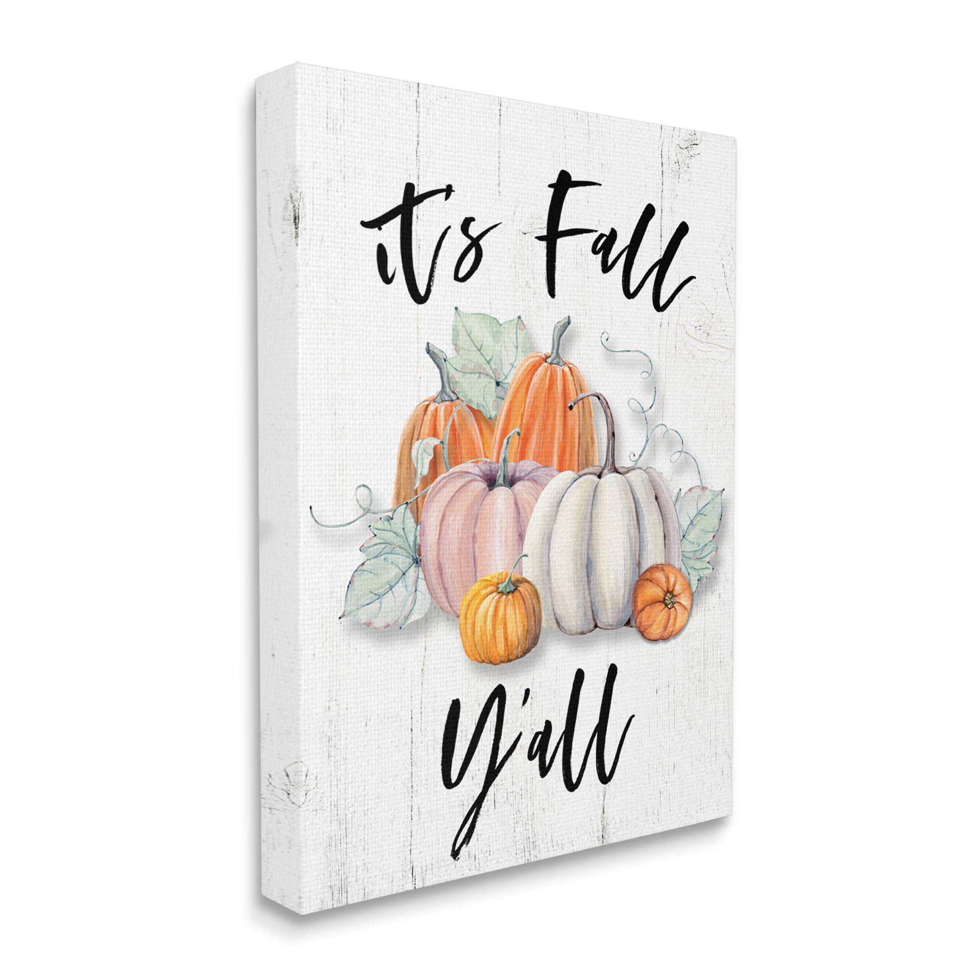 Stupell Industries It's Fall Y'all Seasonal Excitement Muted Harvest Pumpkins, 24 x 30, Designed by Valerie Wieners