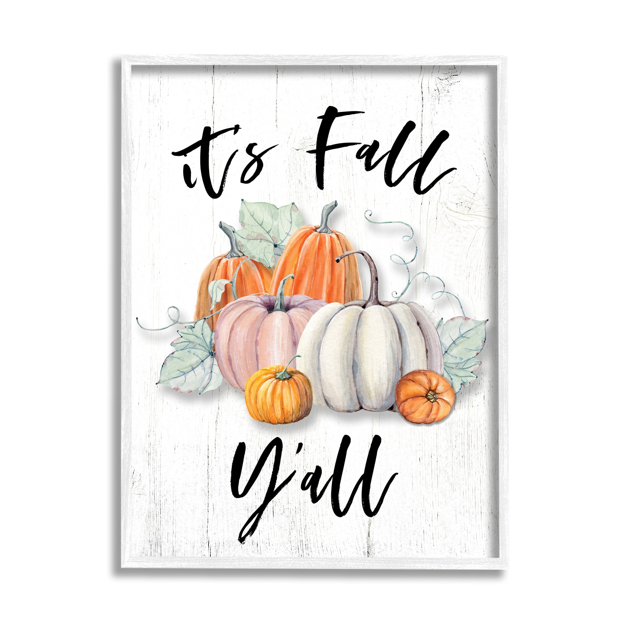 Stupell Industries It's Fall Y'all Seasonal Excitement Muted Harvest Pumpkins, 24 x 30, Designed by Valerie Wieners