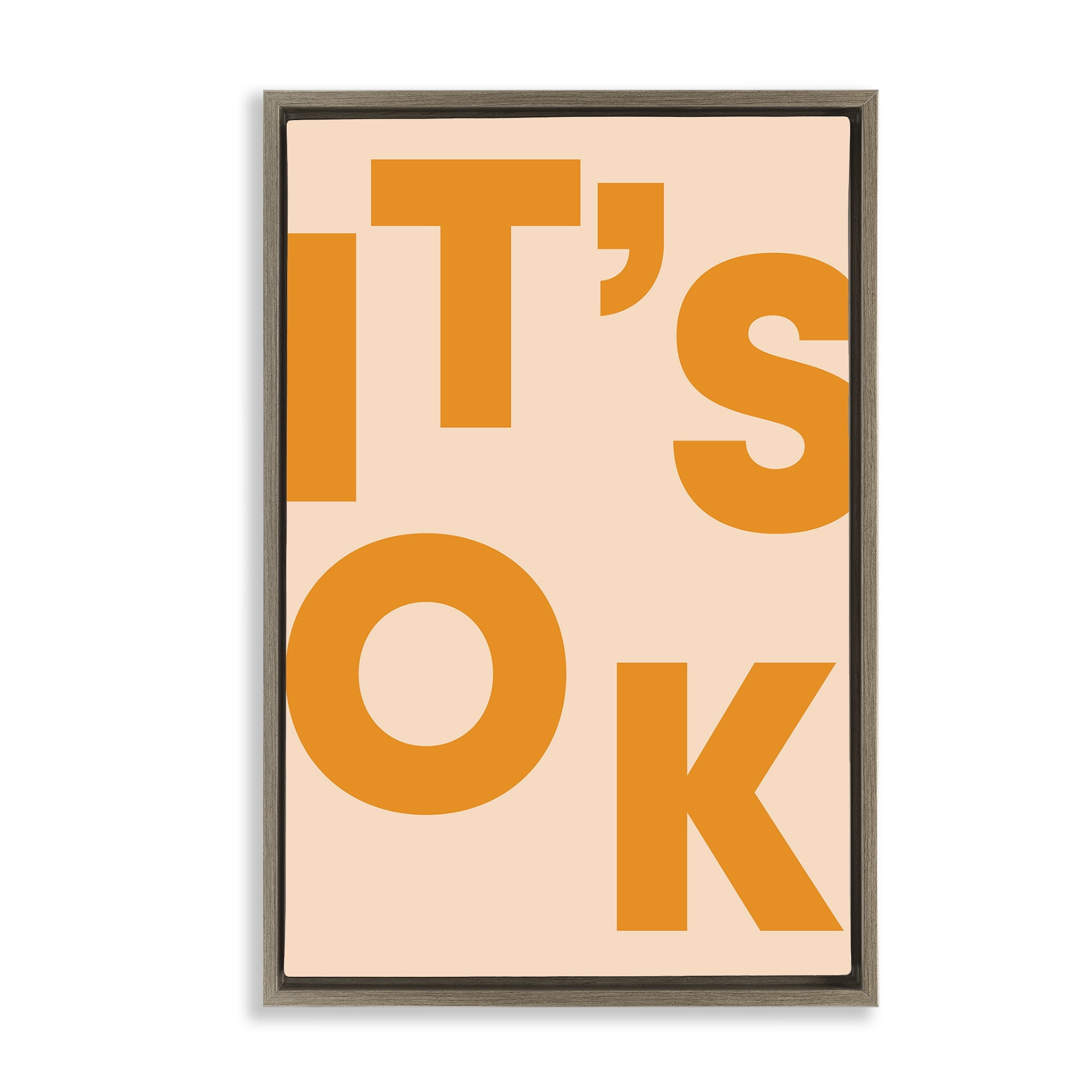 Stupell Industries It's OK Typography Typography Painting Brown Floater Framed Art Print Wall Art, 17 x 25