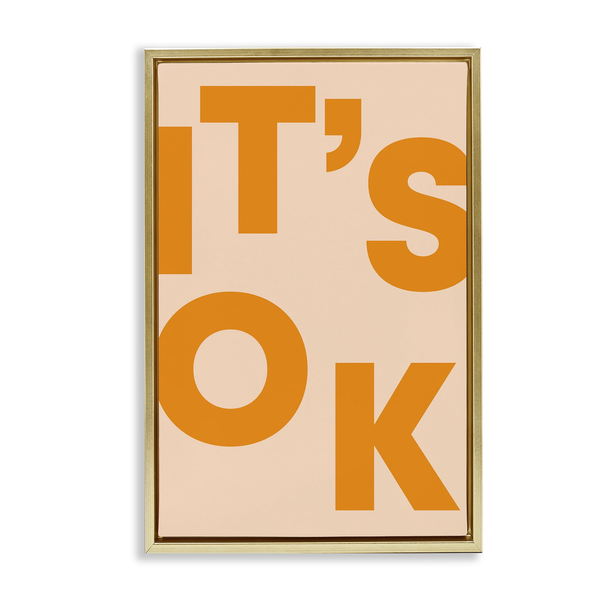 Stupell Industries It's OK Typography Typography Painting Gold Floater Framed Art Print Wall Art, 17 x 25