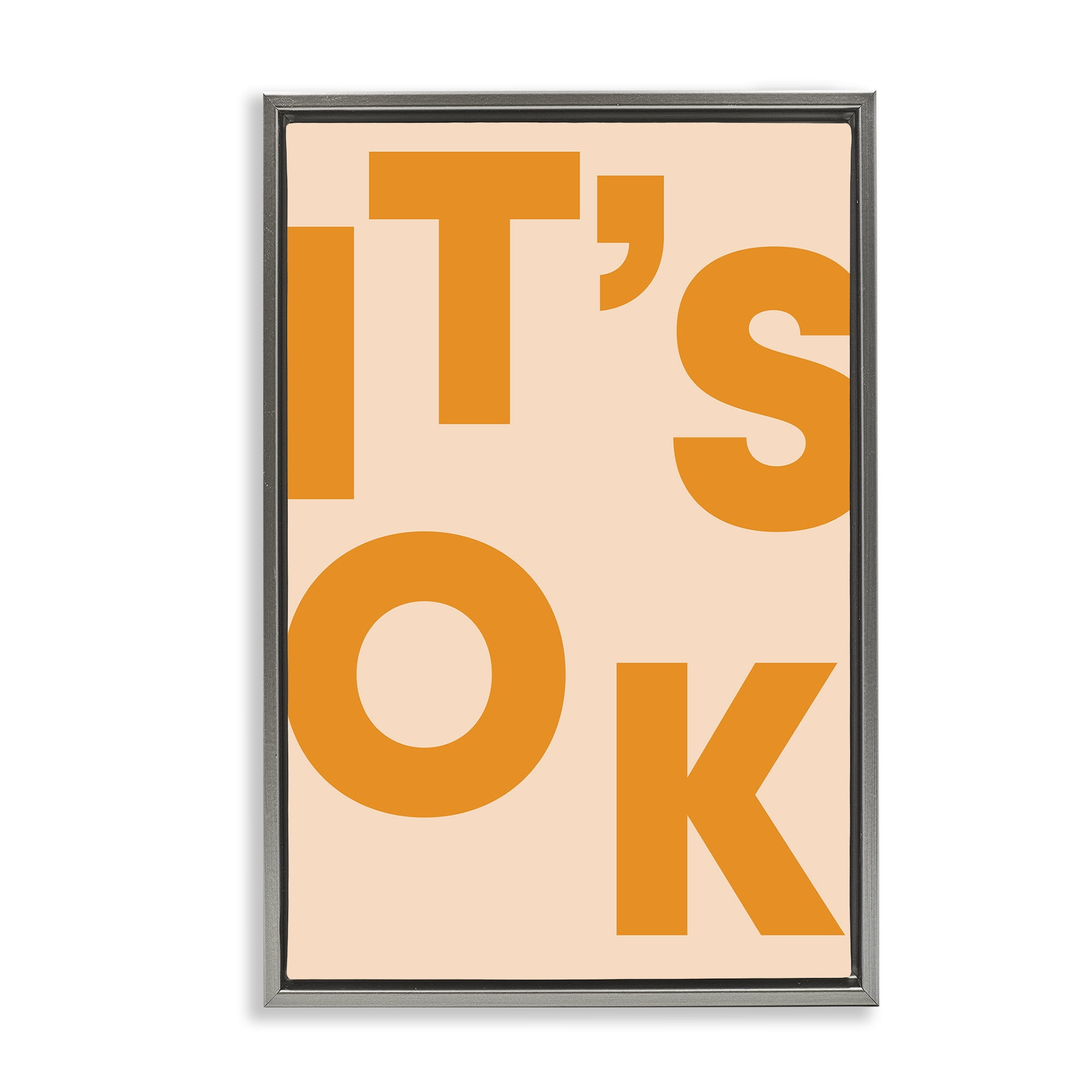Stupell Industries It's OK Typography Typography Painting Gray Floater Framed Art Print Wall Art, 21 x 31