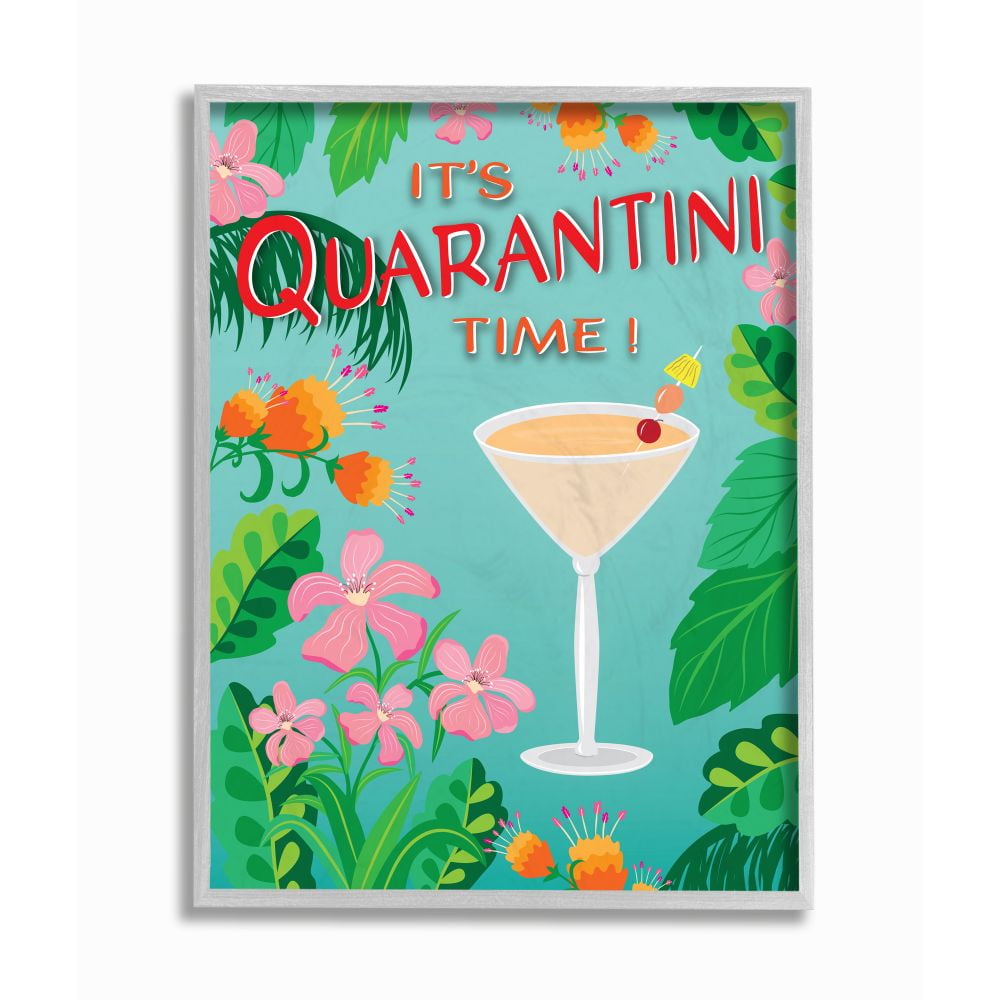 Stupell Industries It's Quarantini Time Festive Tropical Cocktail Design Designed by Darlene Seale