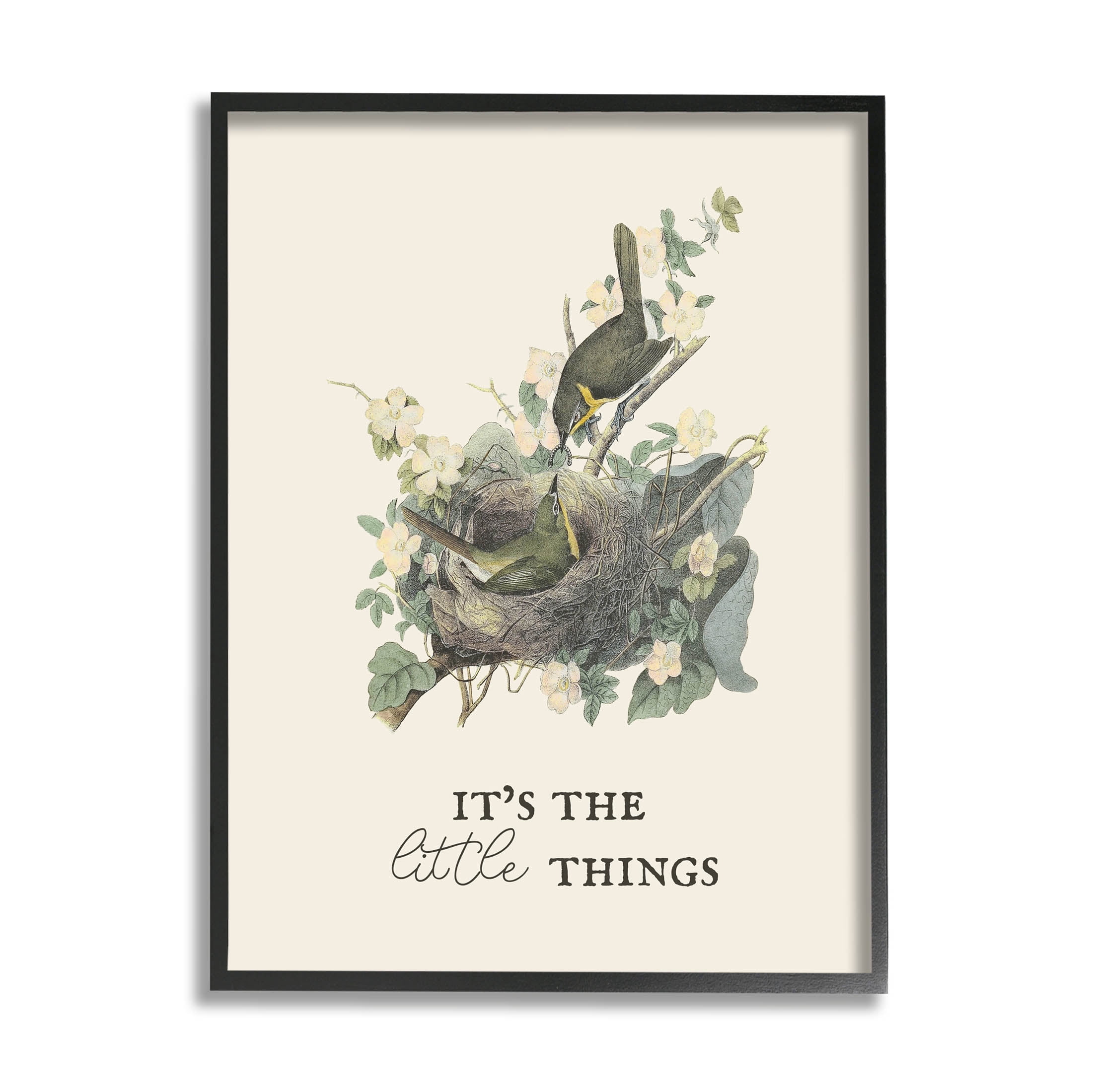 Stupell Industries It's The Little Things Bird Nest Graphic Art Black Framed Art Print Wall Art, Design by Lil' Rue