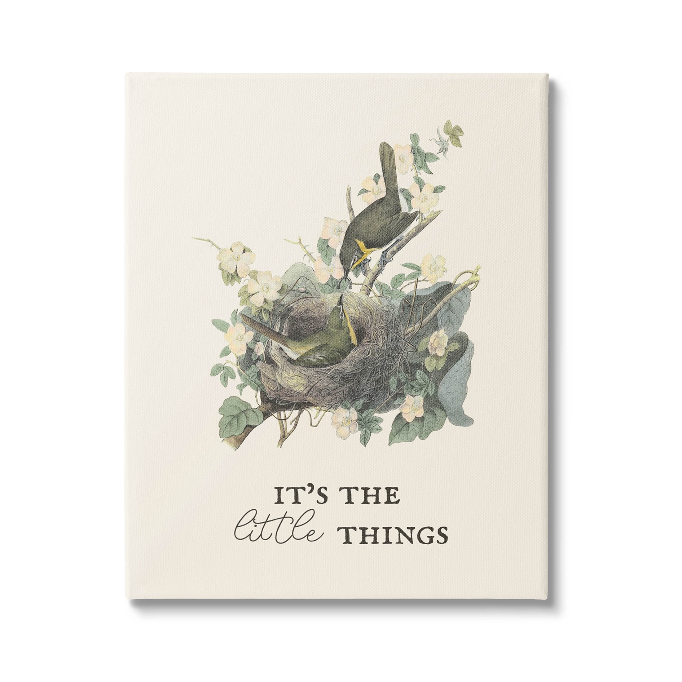 Stupell Industries It's The Little Things Bird Nest Graphic Art Gallery Wrapped Canvas Print Wall Art, Design by Lil' Rue