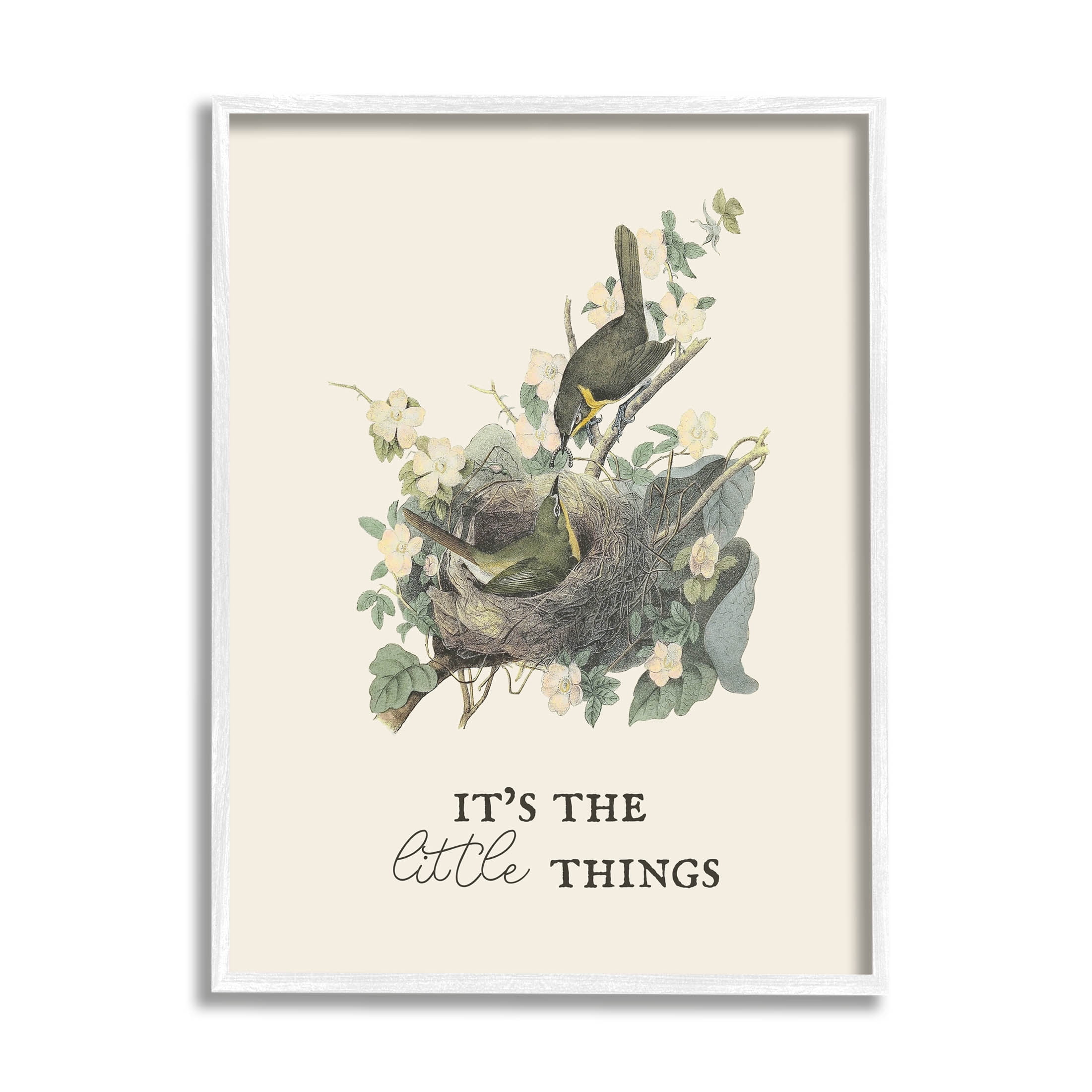 Stupell Industries It's The Little Things Bird Nest Graphic Art White Framed Art Print Wall Art, Design by Lil' Rue